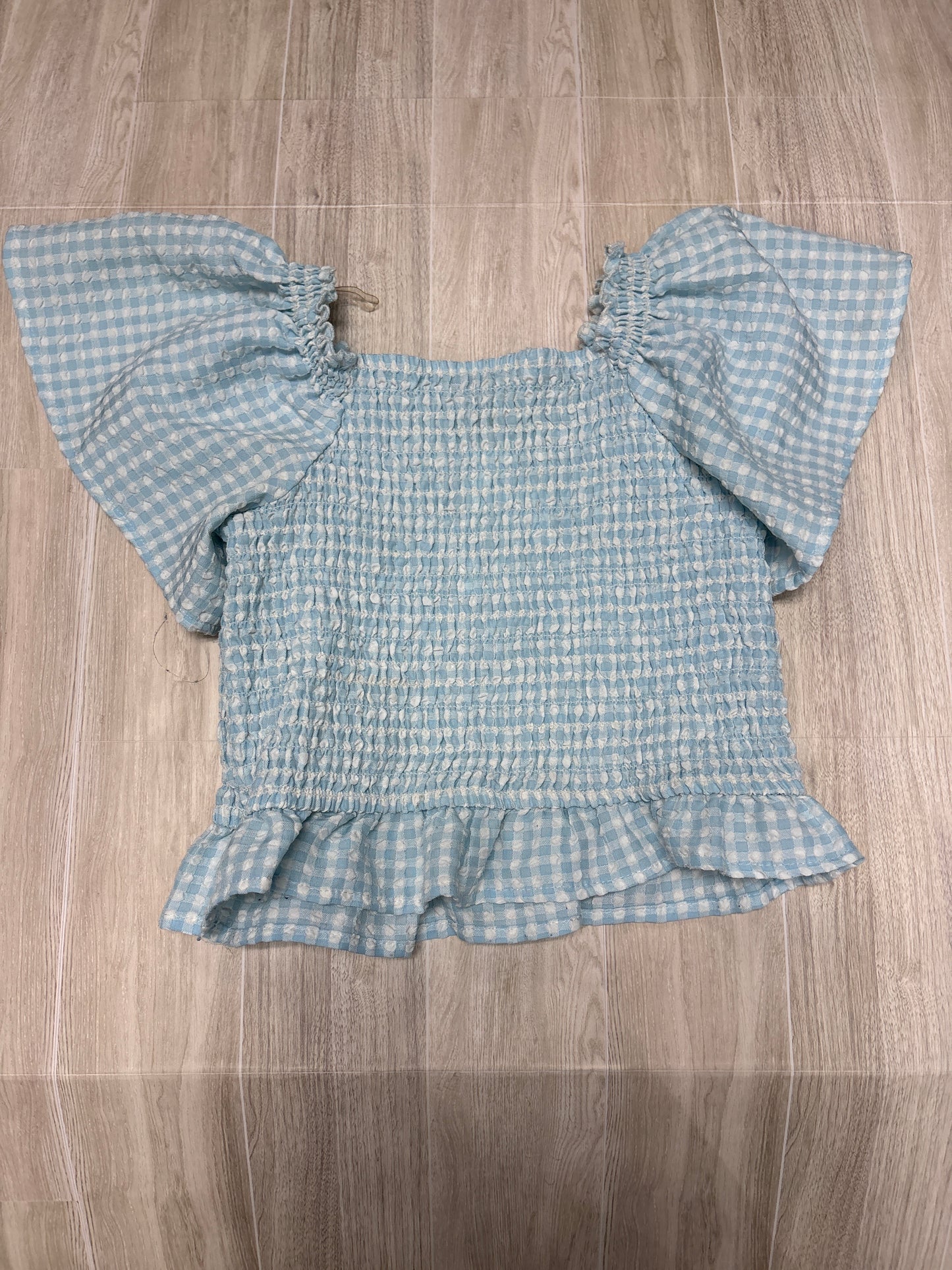 10/12 Blue/White Checkered Smocked Top