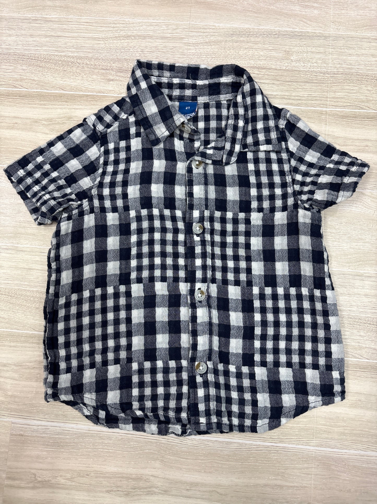 2T Navy Blue/White Plaid Top
