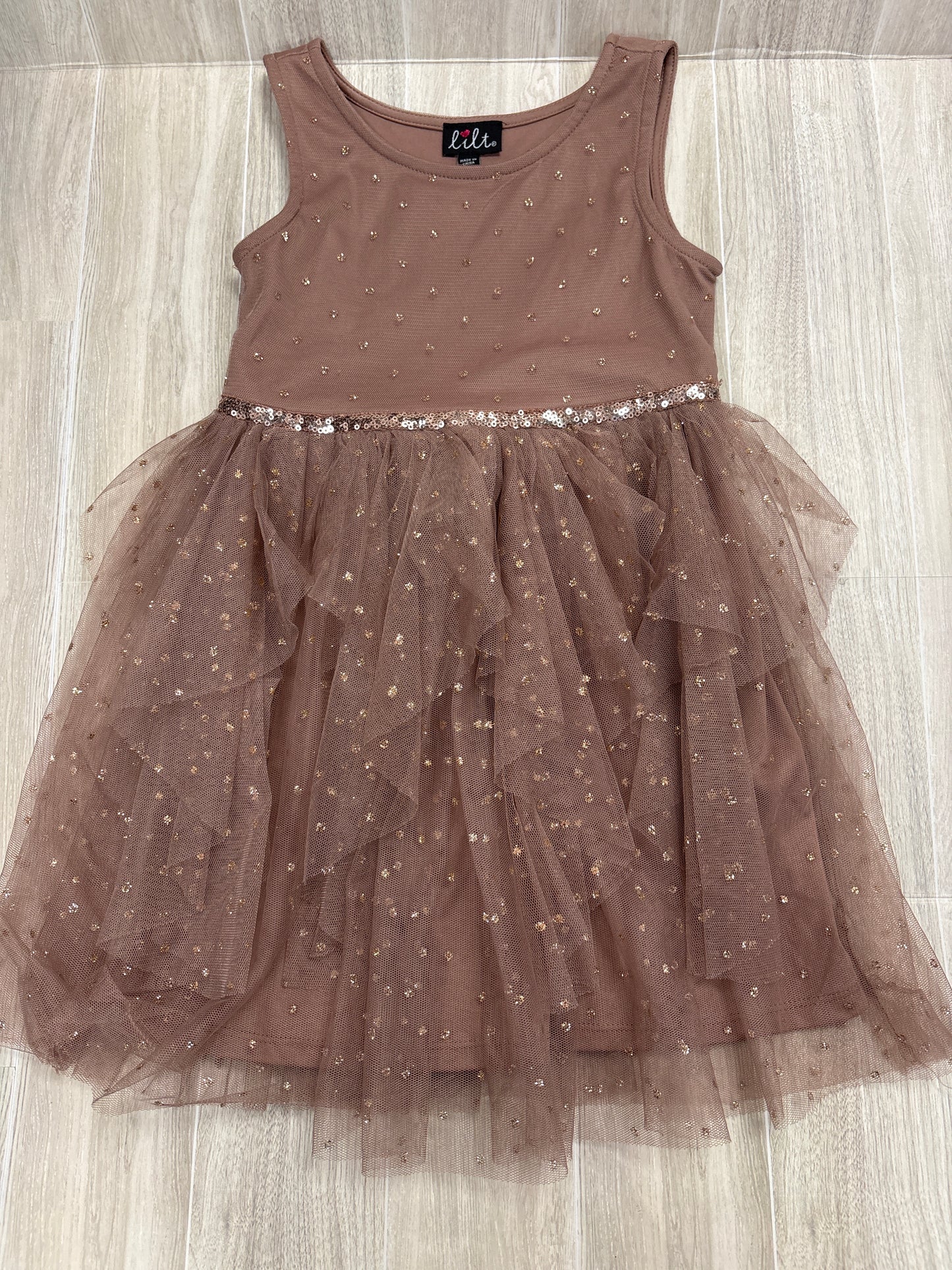 5T Mocha Sparkle Sequin Twirl Dress