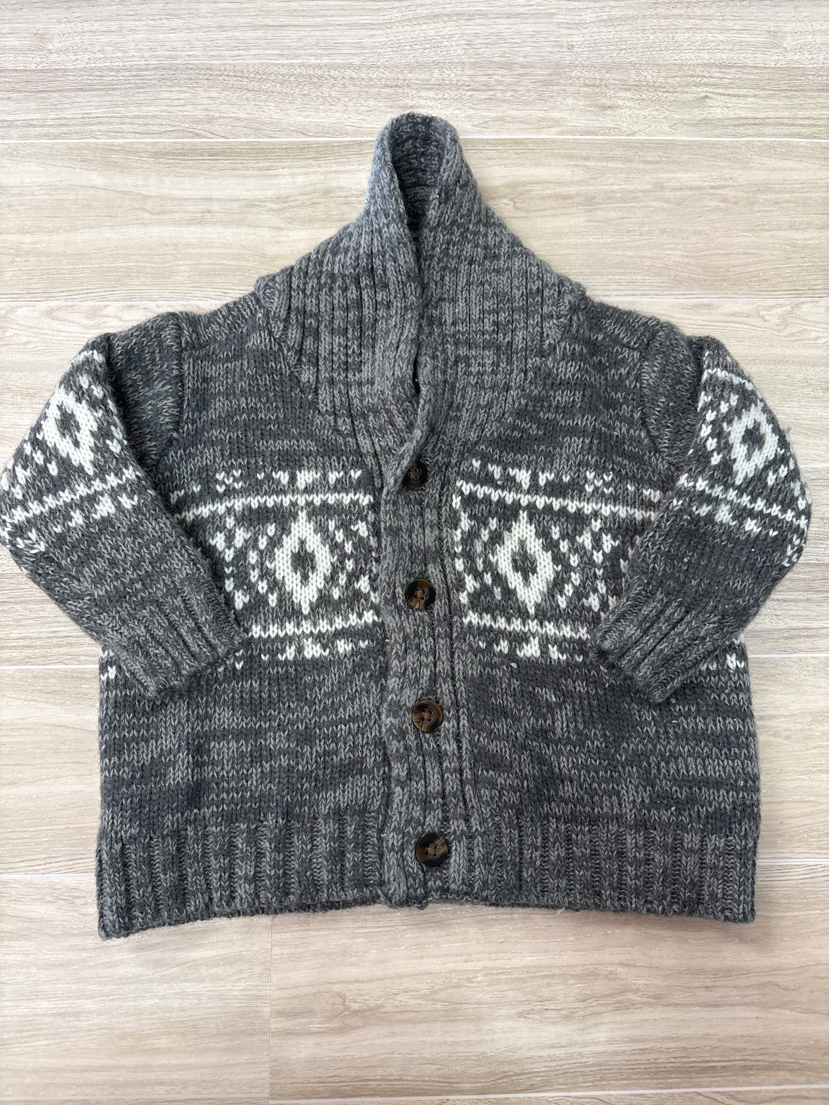 6m Grey/White Knit Button Cardigan