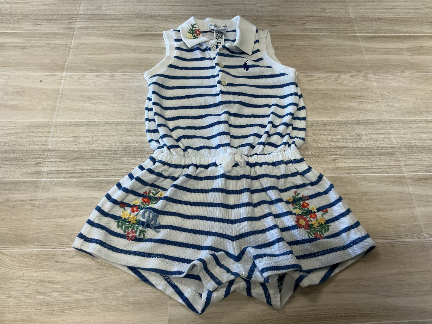 9m Polo Striped Collared Romper - Blemish
