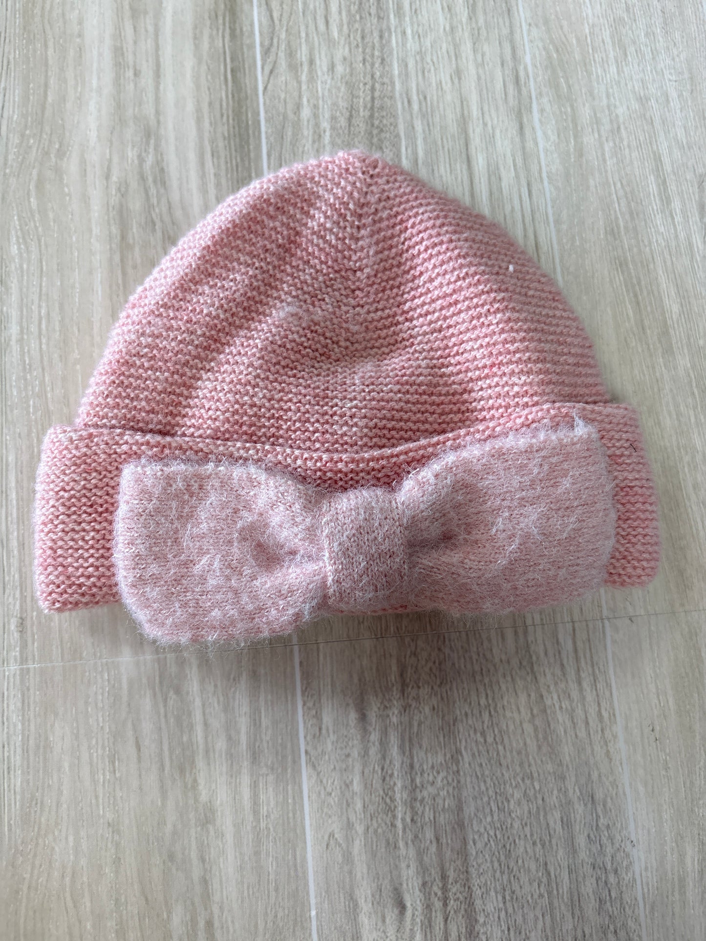 Infant Knit Pink Bow Beanie