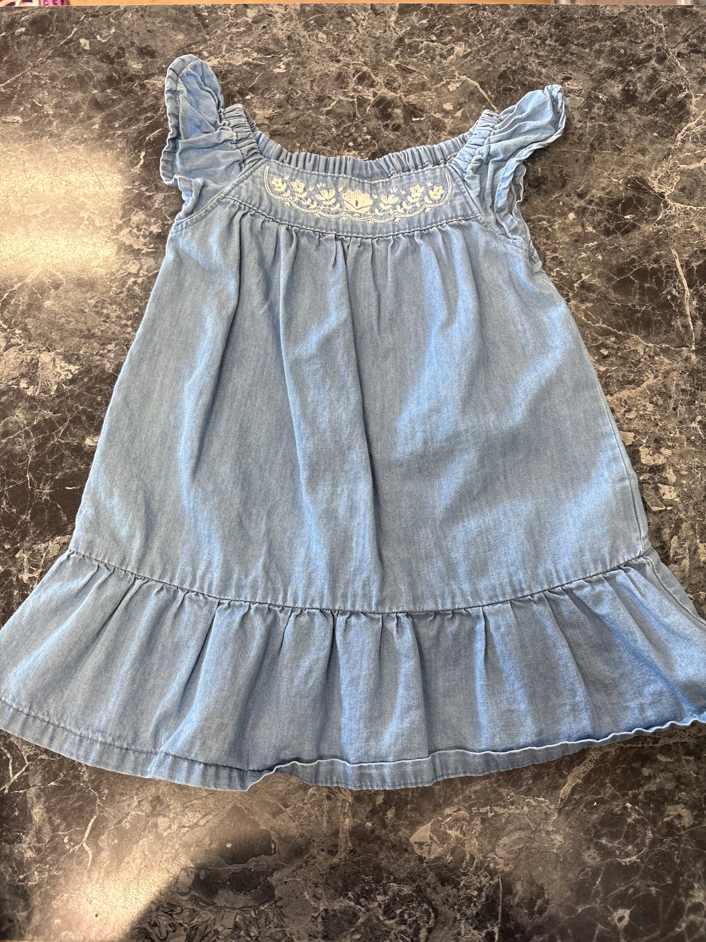 18m Denim Floral Stitched Tank Dress