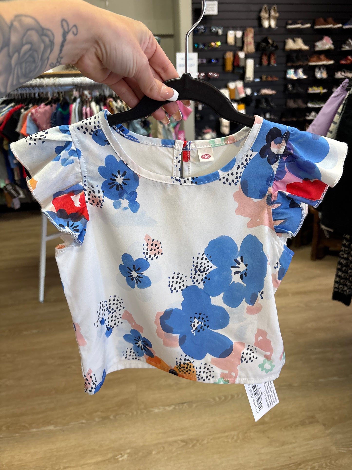 3/4 White Floral Top
