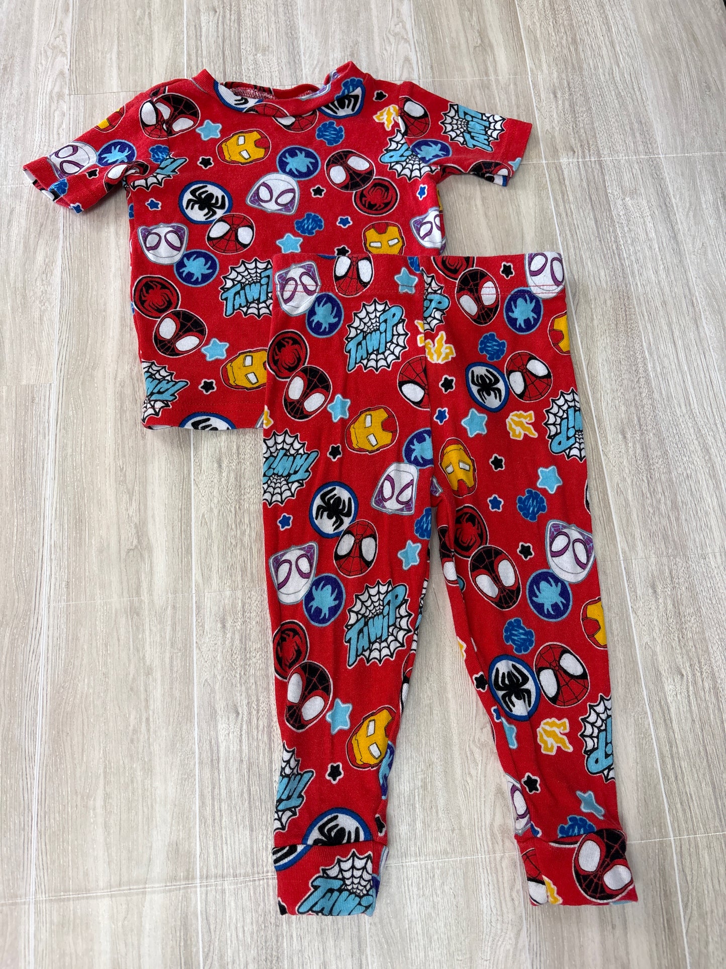 2T Red Spiderman Graphic Pajama Set