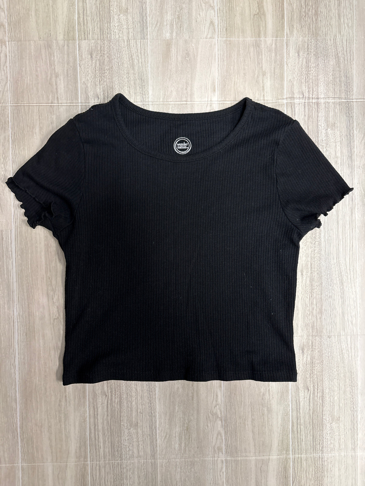 7/8 Ribbed Black Tee