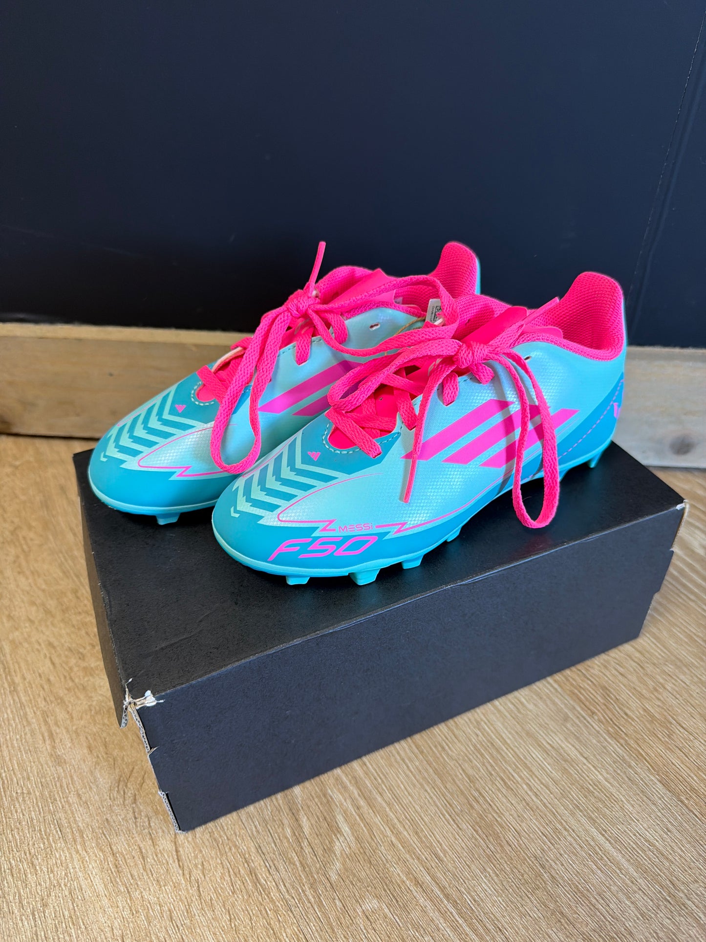 NWt 1.5Y Adidas Messi Cleats - Teal/Pink