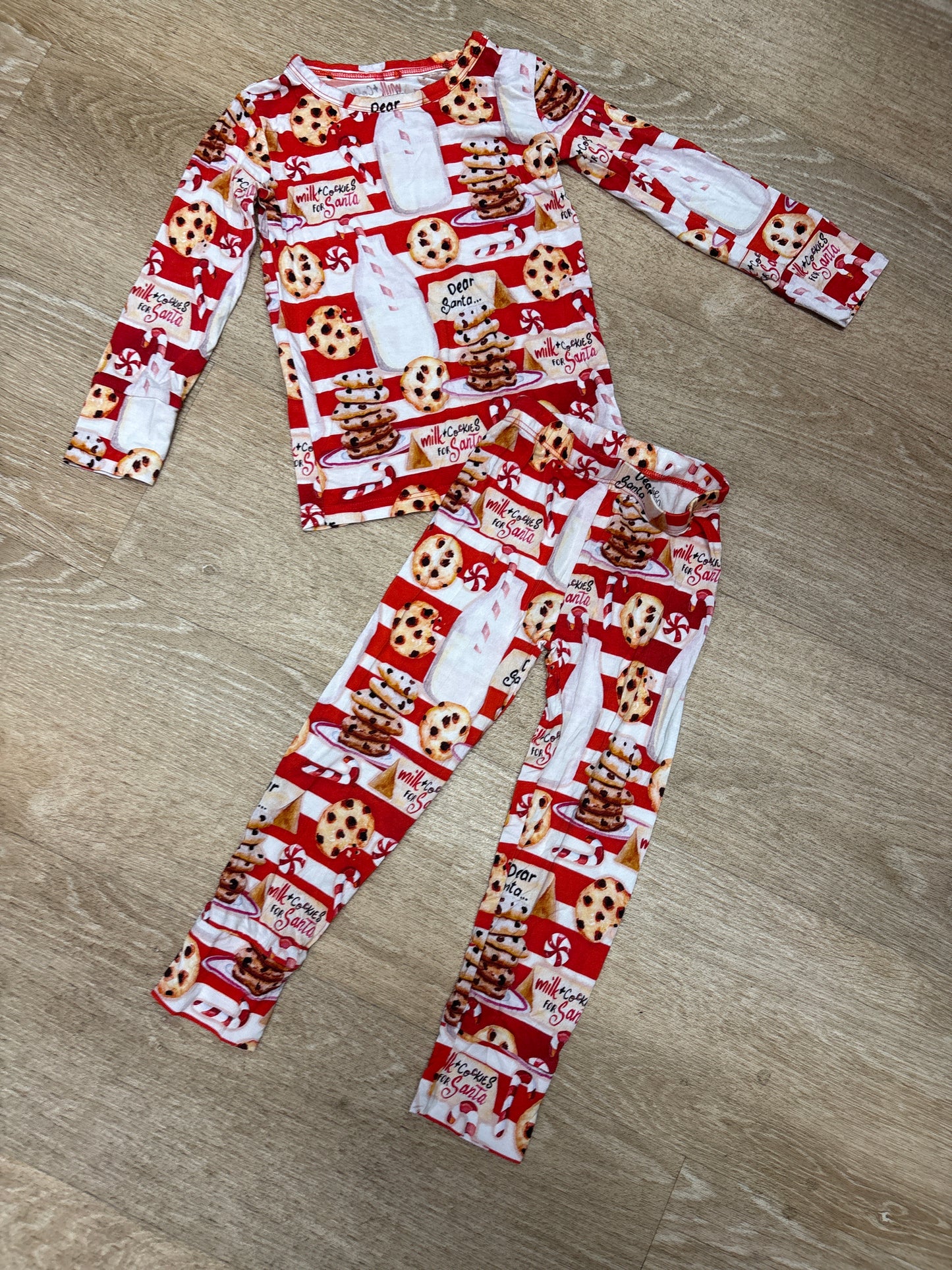 2T Birdie Bean Red Milk & Cookies Pajama Set