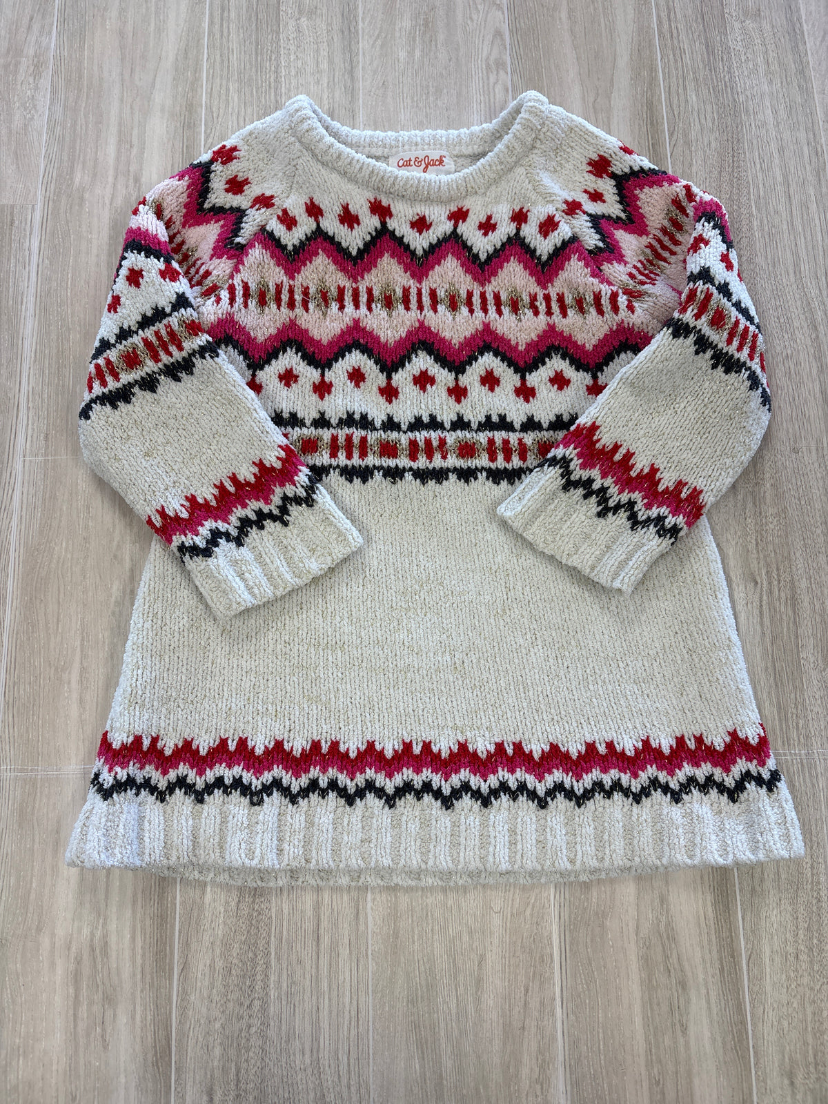 18m Cream Shimmer Patterned Knit Sweater Dress
