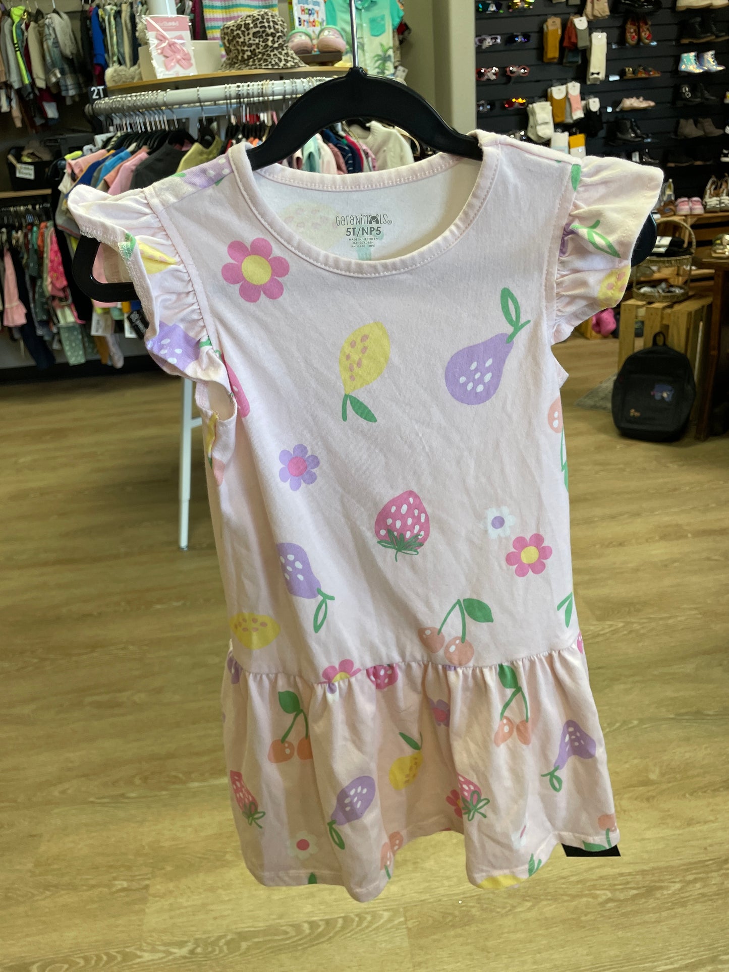 5T Light Pink Floral Fruits Dress