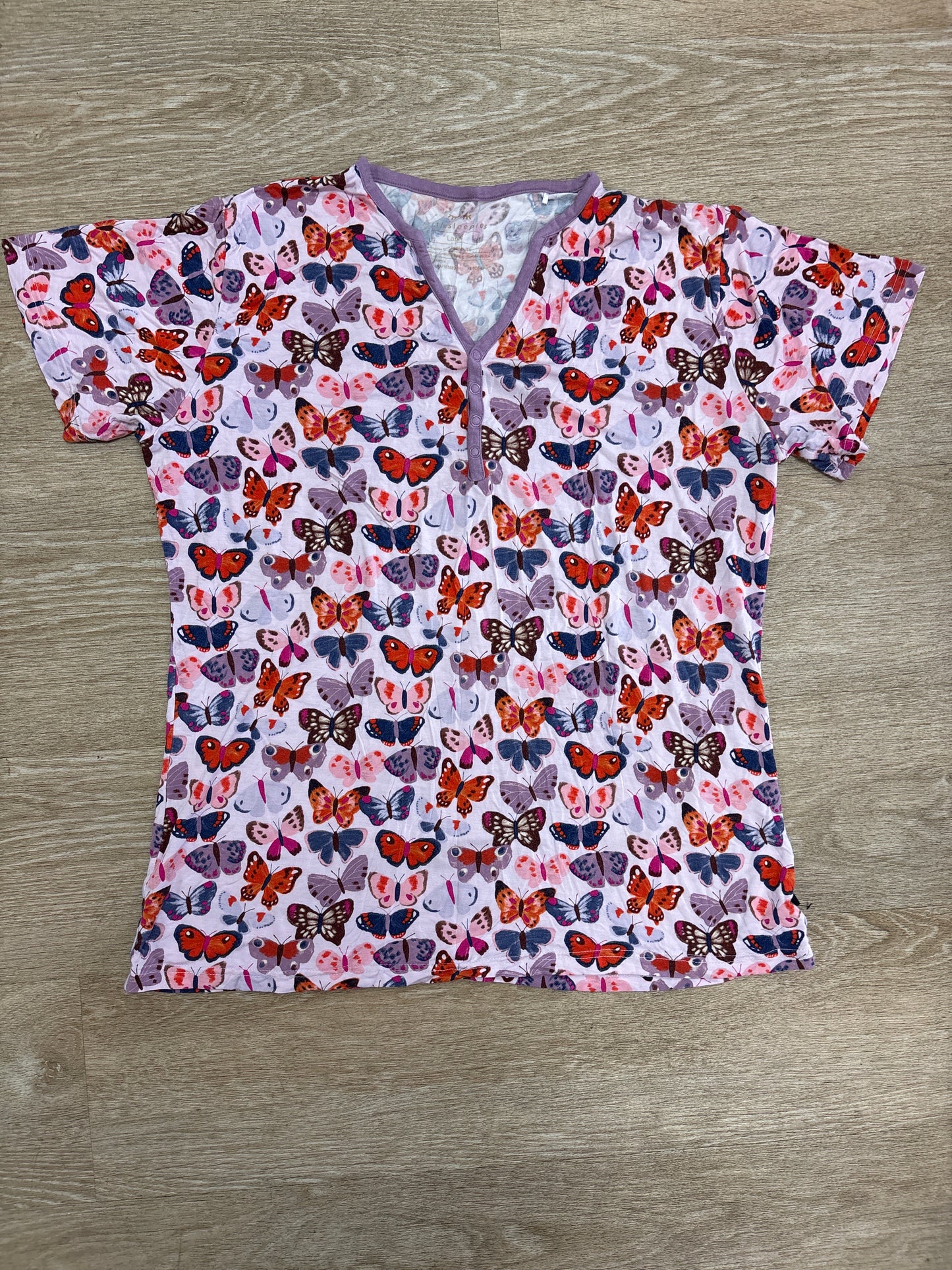 Womens Large Little Sleepies Butterfly Pajama Top