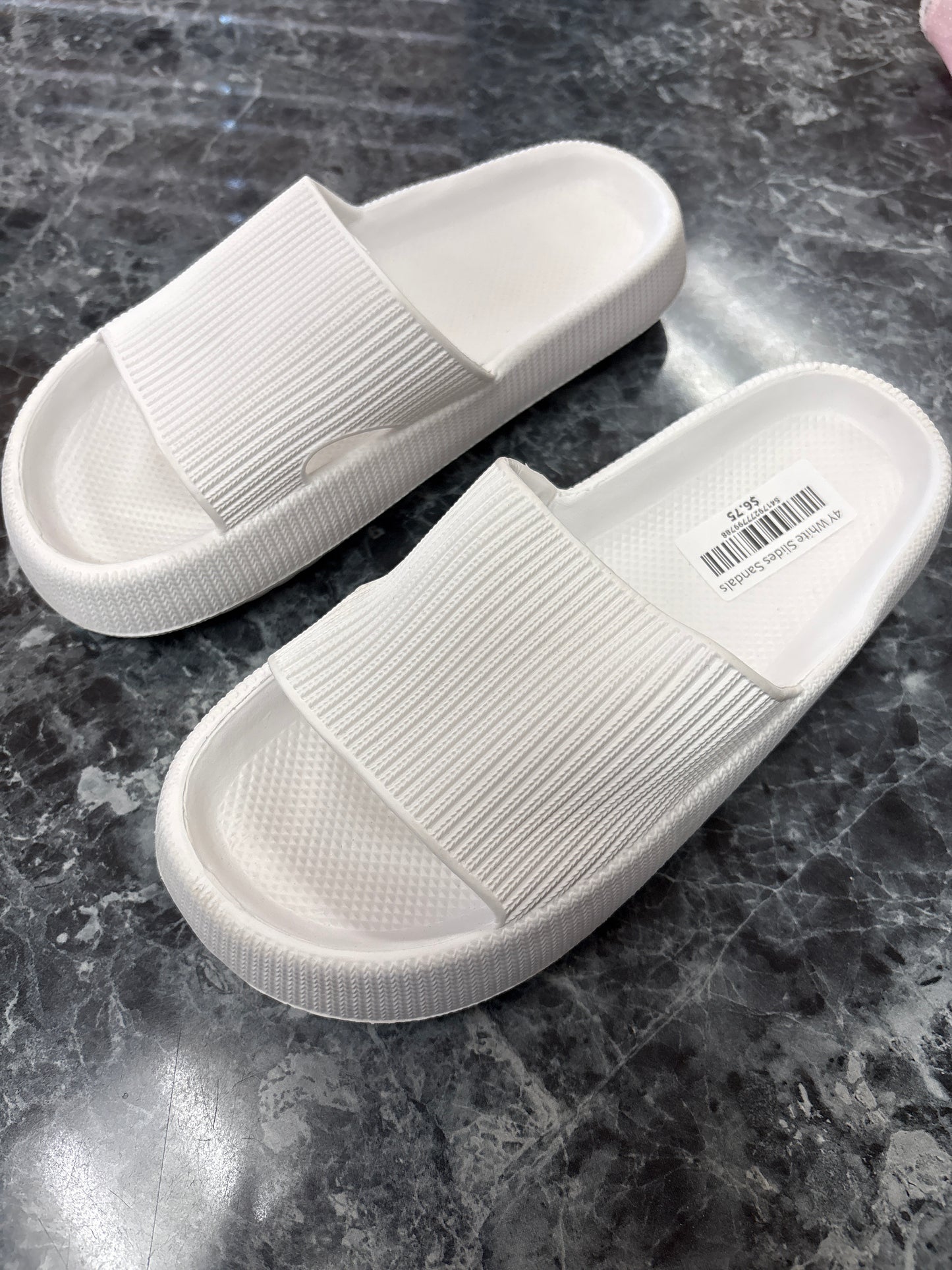 4Y White Slides Sandals