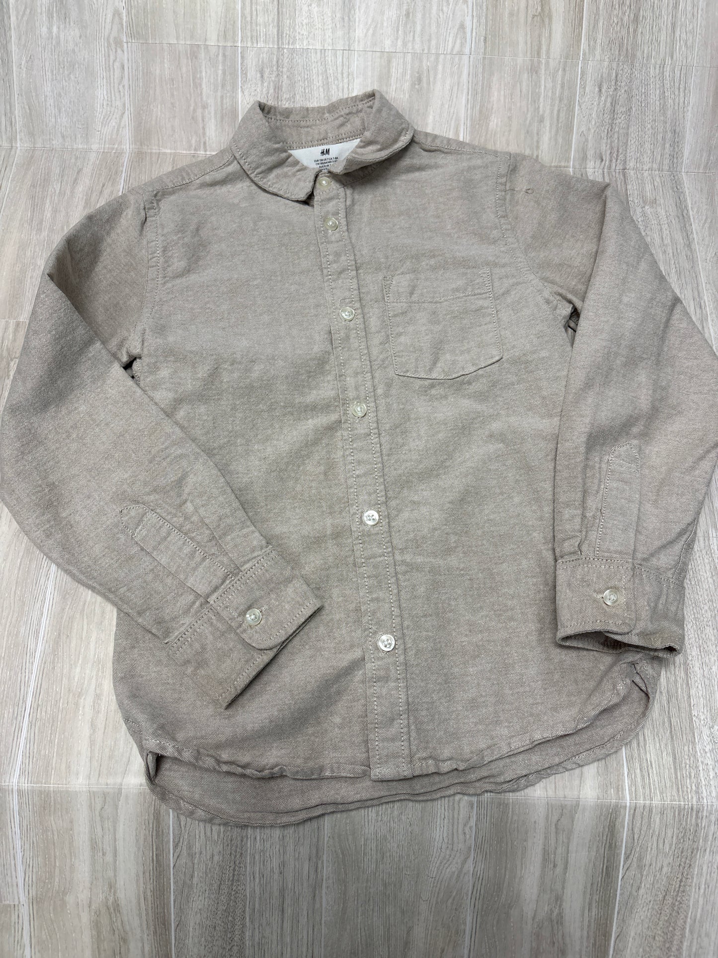 7 Tan Linen Button Up