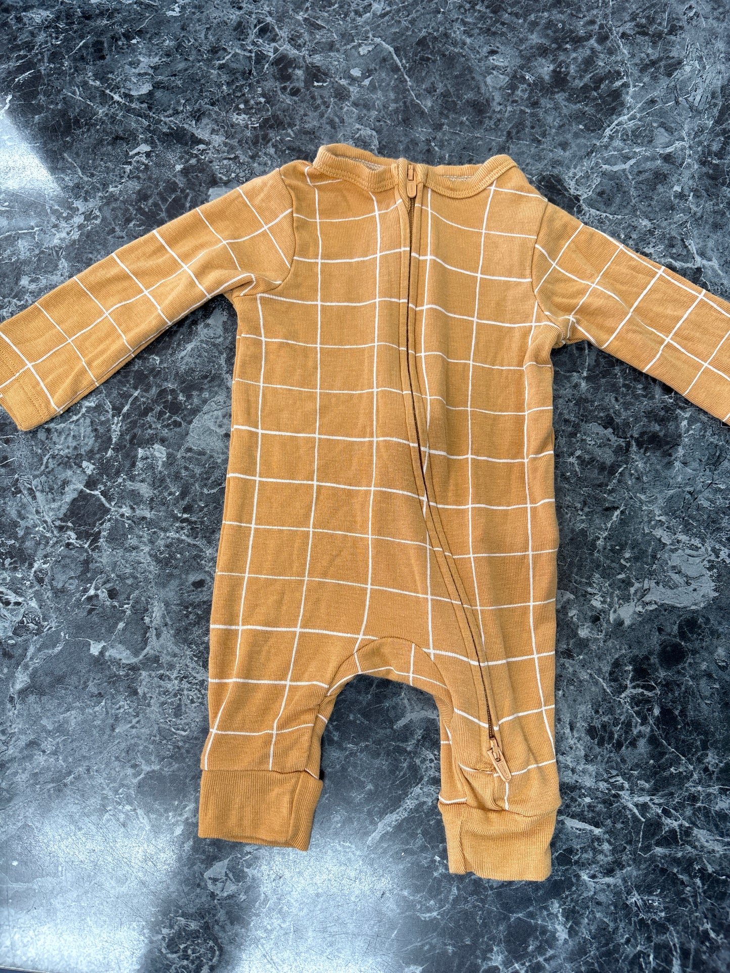 Newborn Mustard Grid Pajama