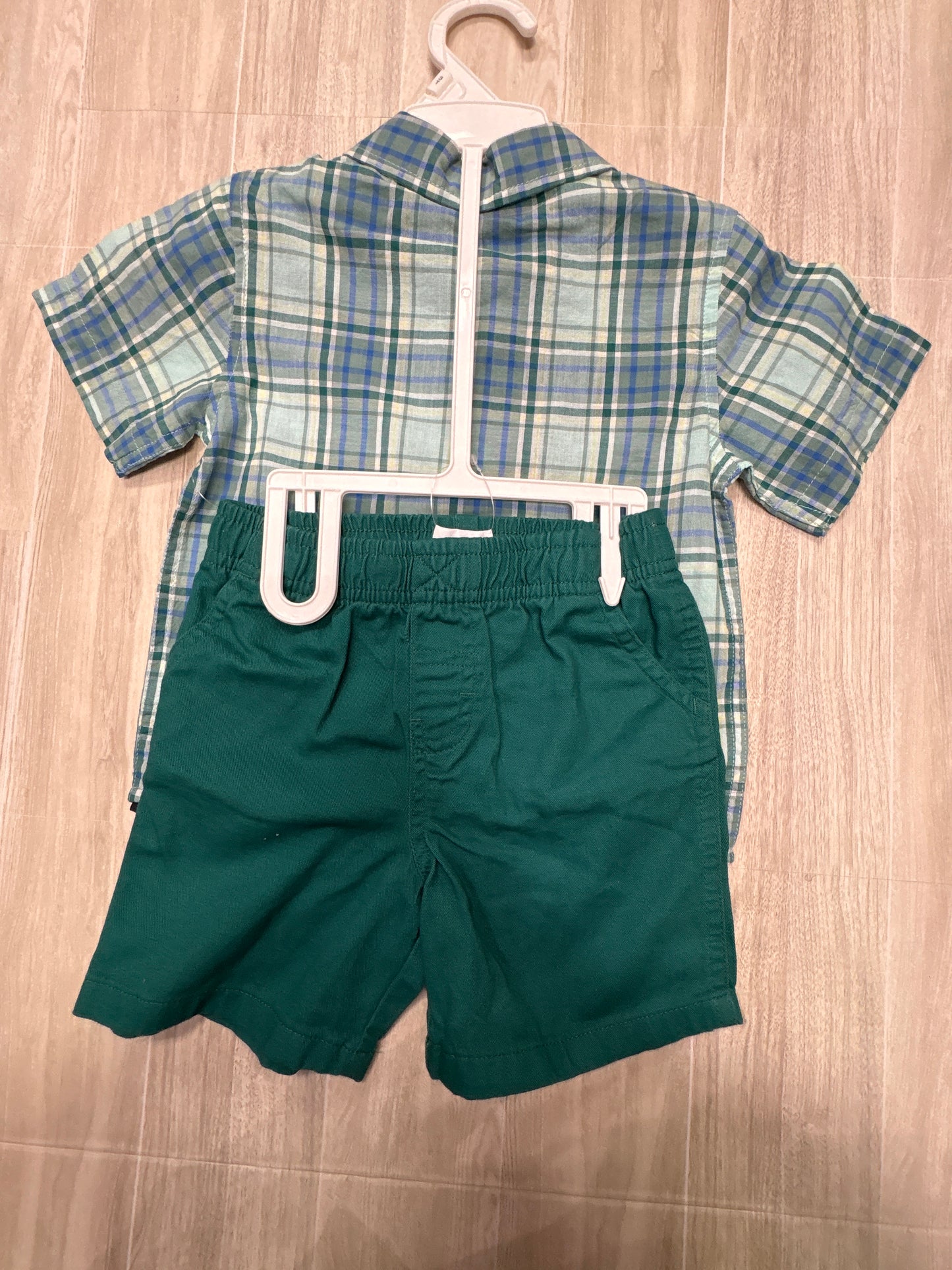 NWT Land N Sea 3T Teal Plaid Shirt + Shorts Set