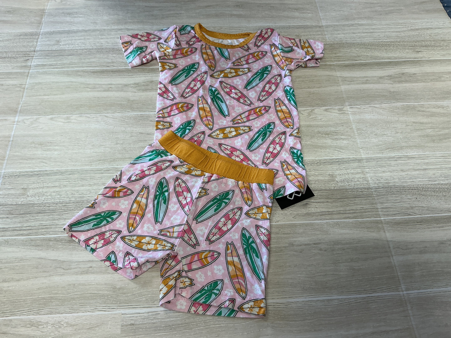 6-12m Little One Shop Pink Surfboard Shortie Set