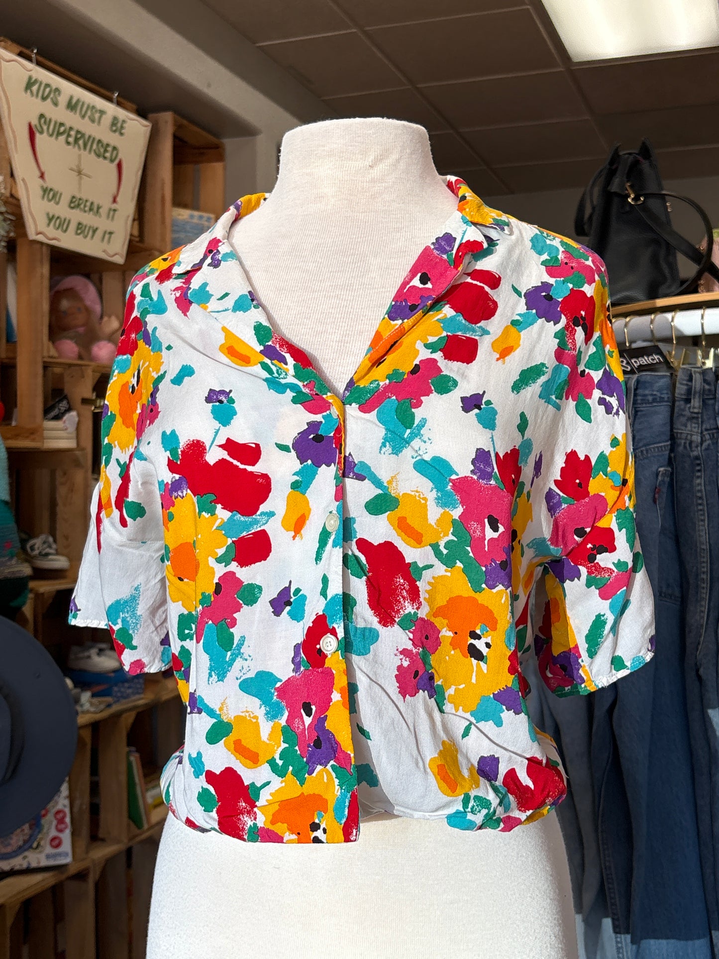 Womens Medium Zara Multi Colored Button Up Shirt