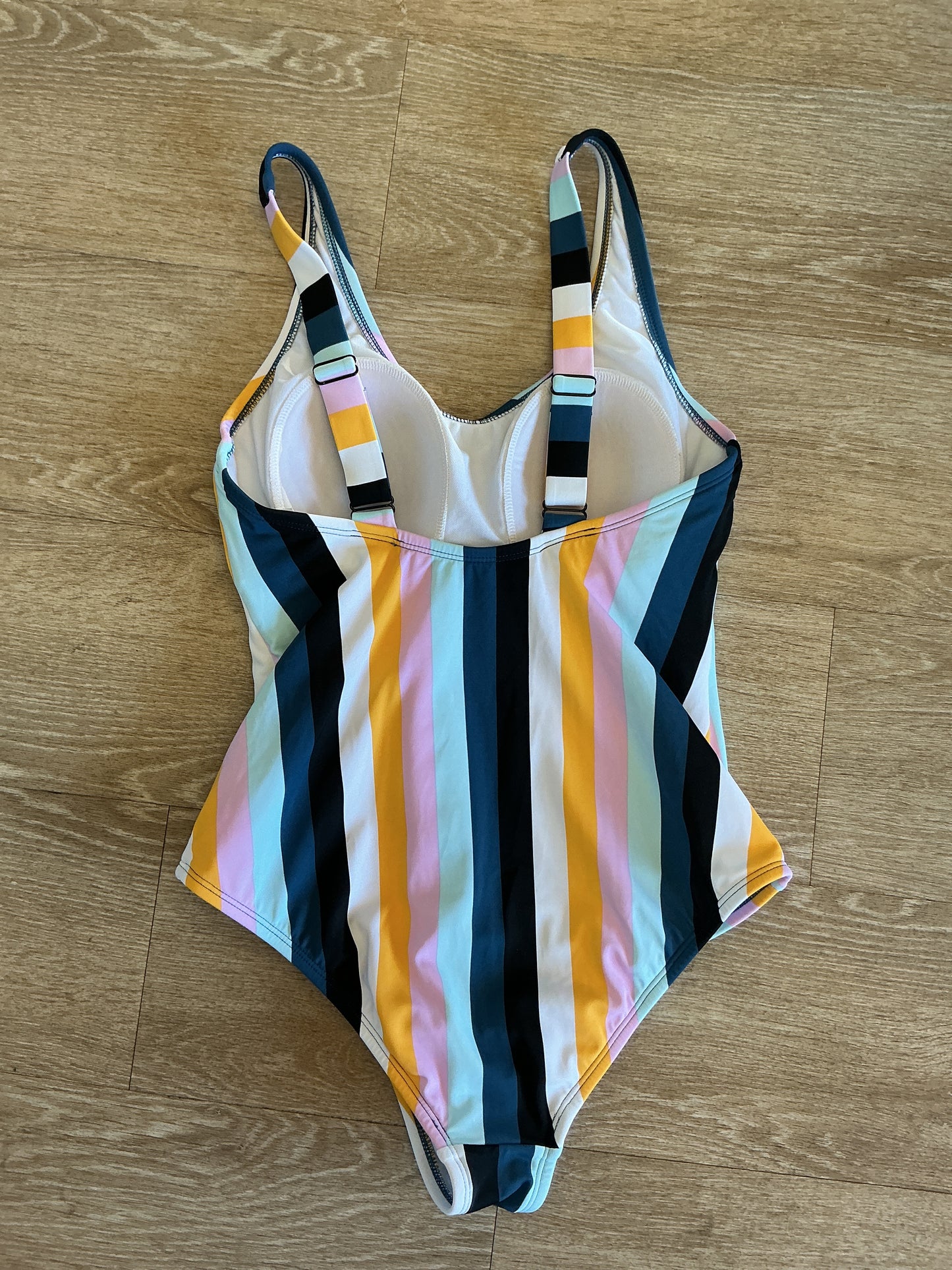 Womens Medium Retro Striped Swim Suit