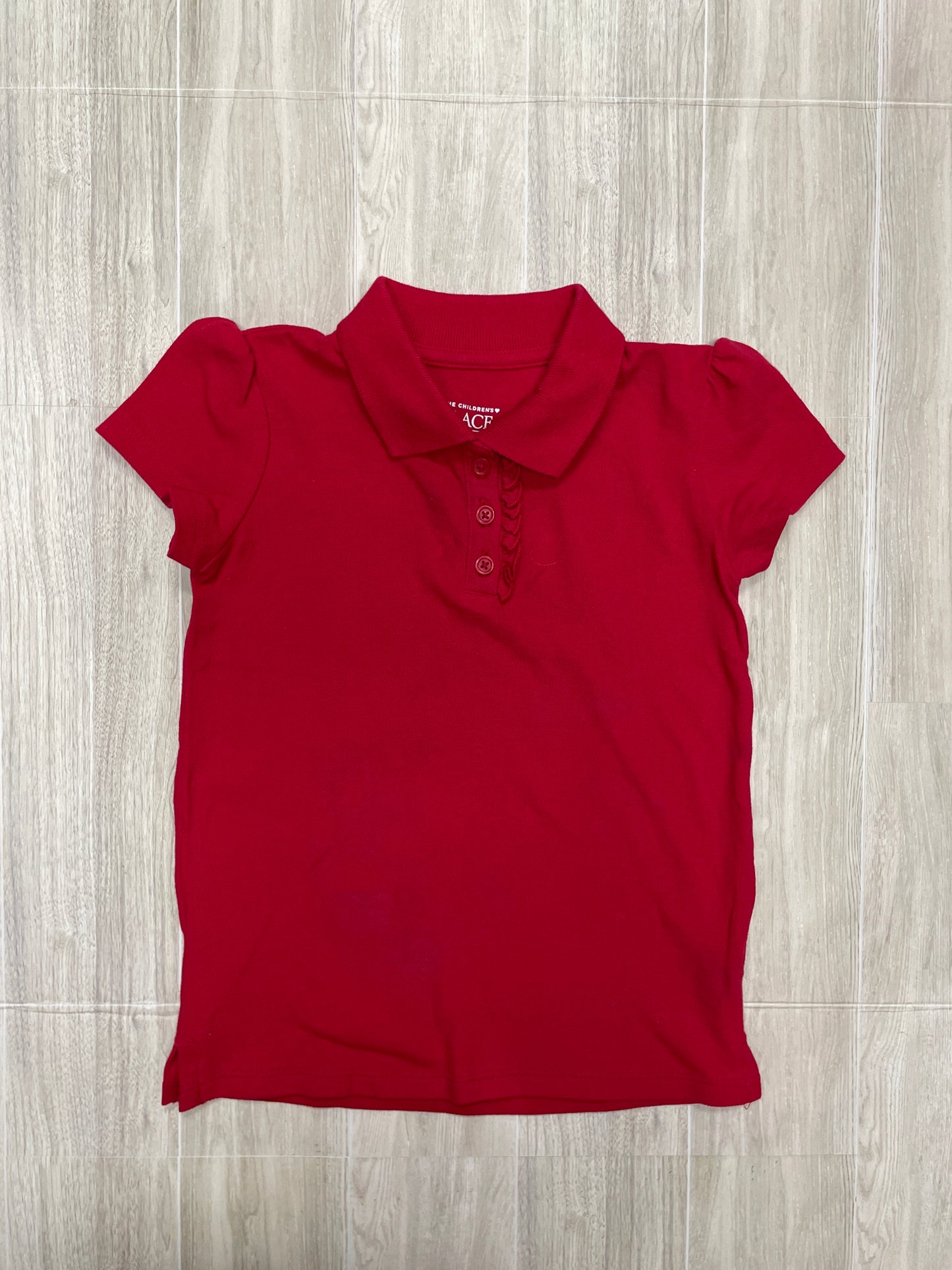NWT 5T Red Ruffle Button Collared Tee