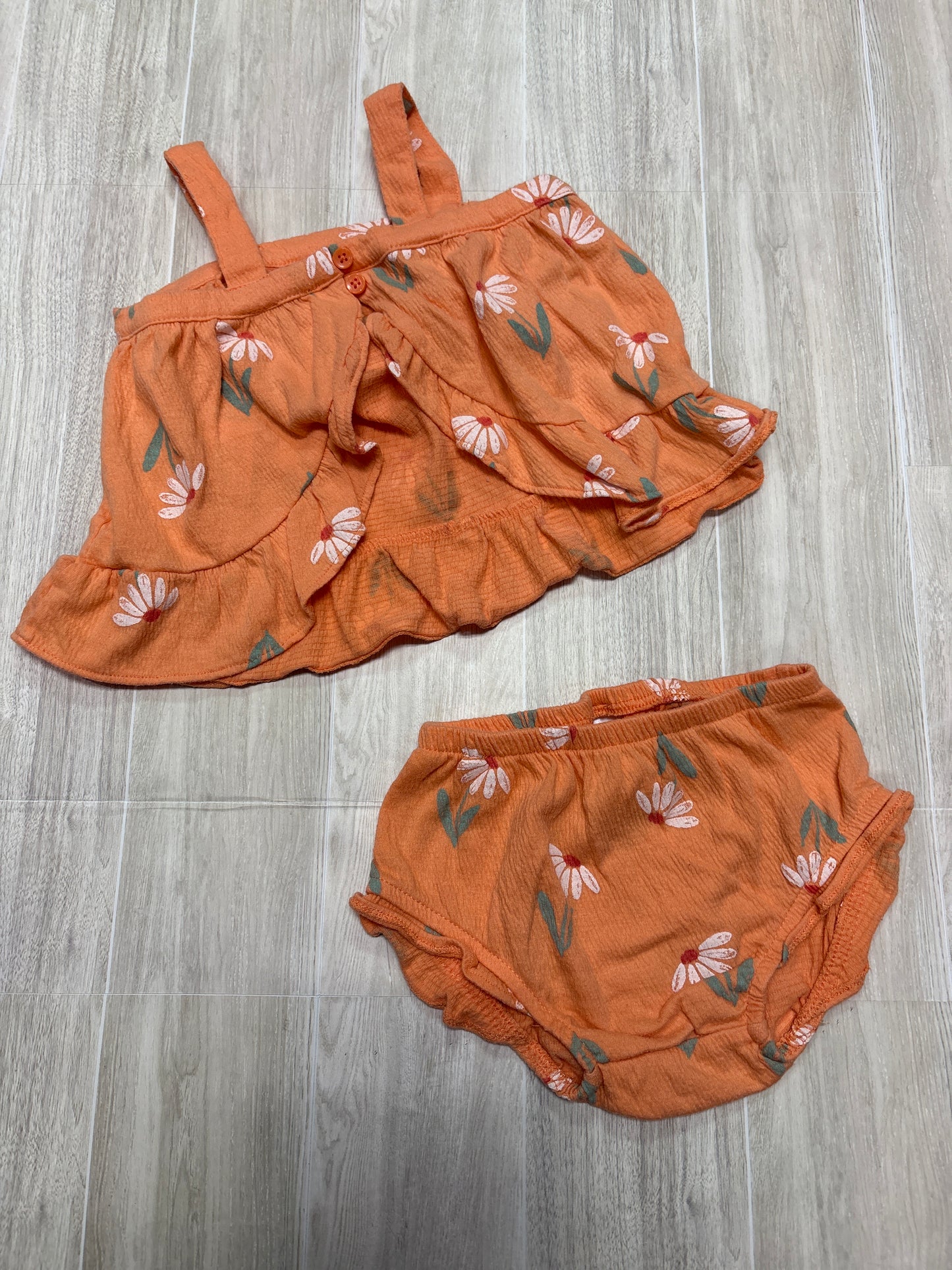 12m Peach Floral Tank + Bloomer Set