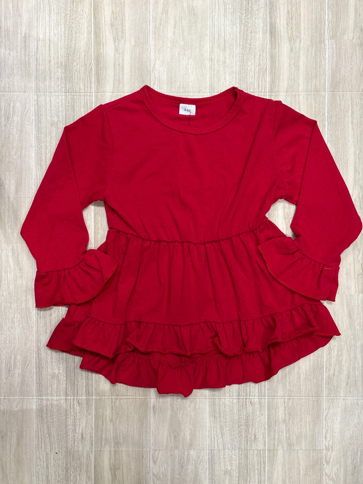 4/5 Red Ruffle Long Sleeve