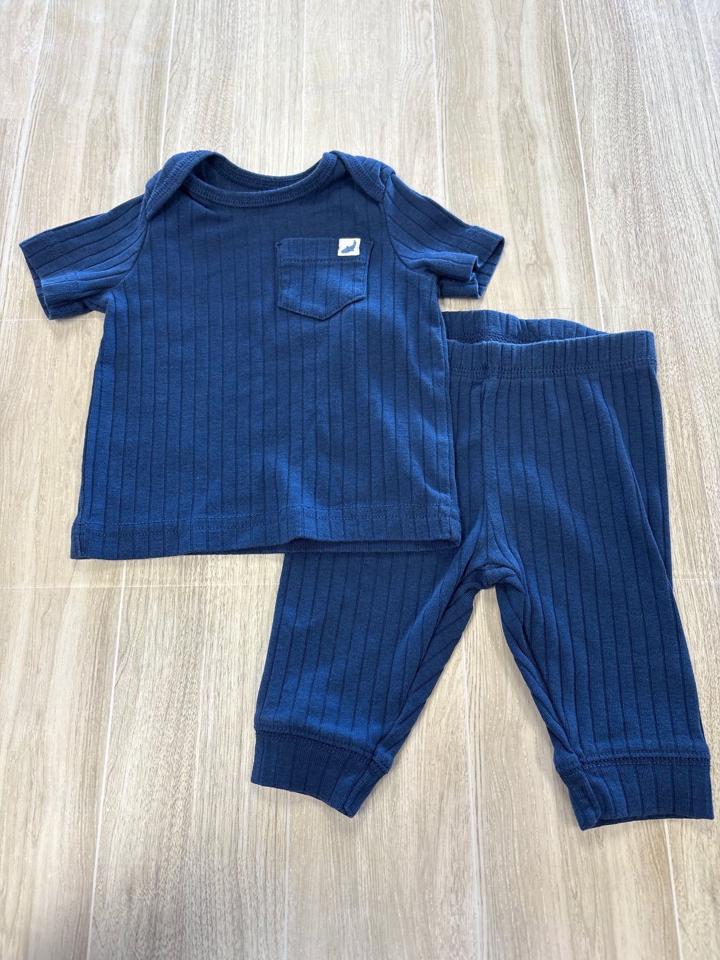 3m Navy Ribbed 2 Piece Shirt + Legging Set