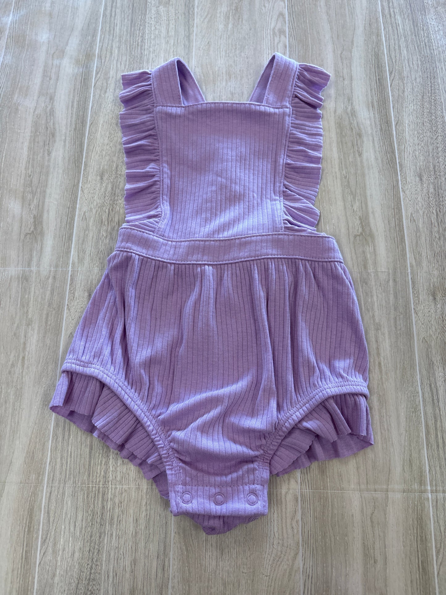 NWT 3-6m Purple Ribbed Ruffle Onesie