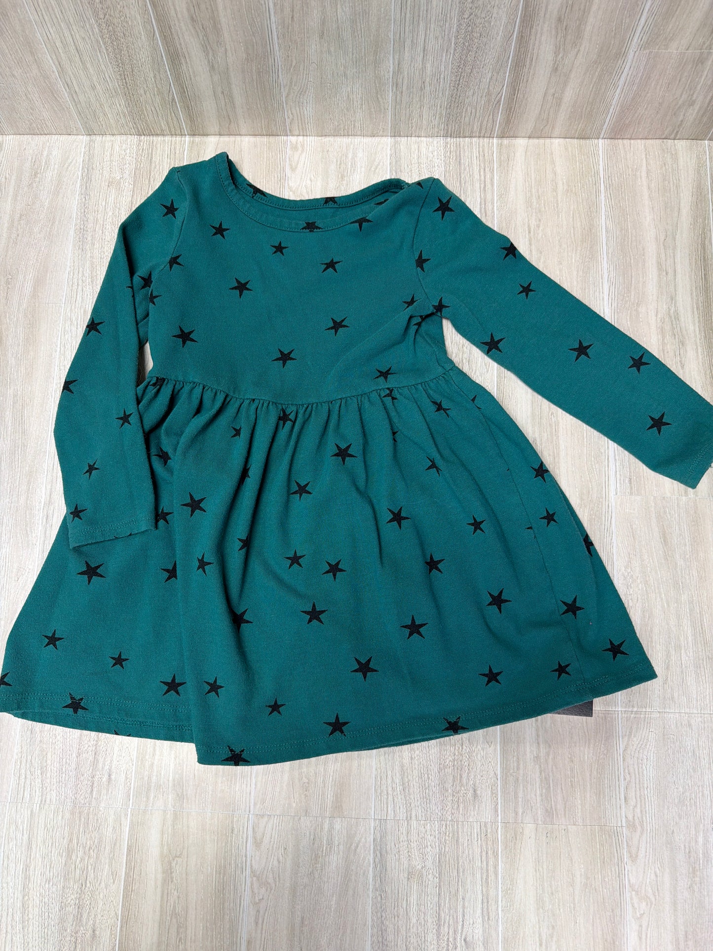 4T Teal Star Long Sleeve Dress