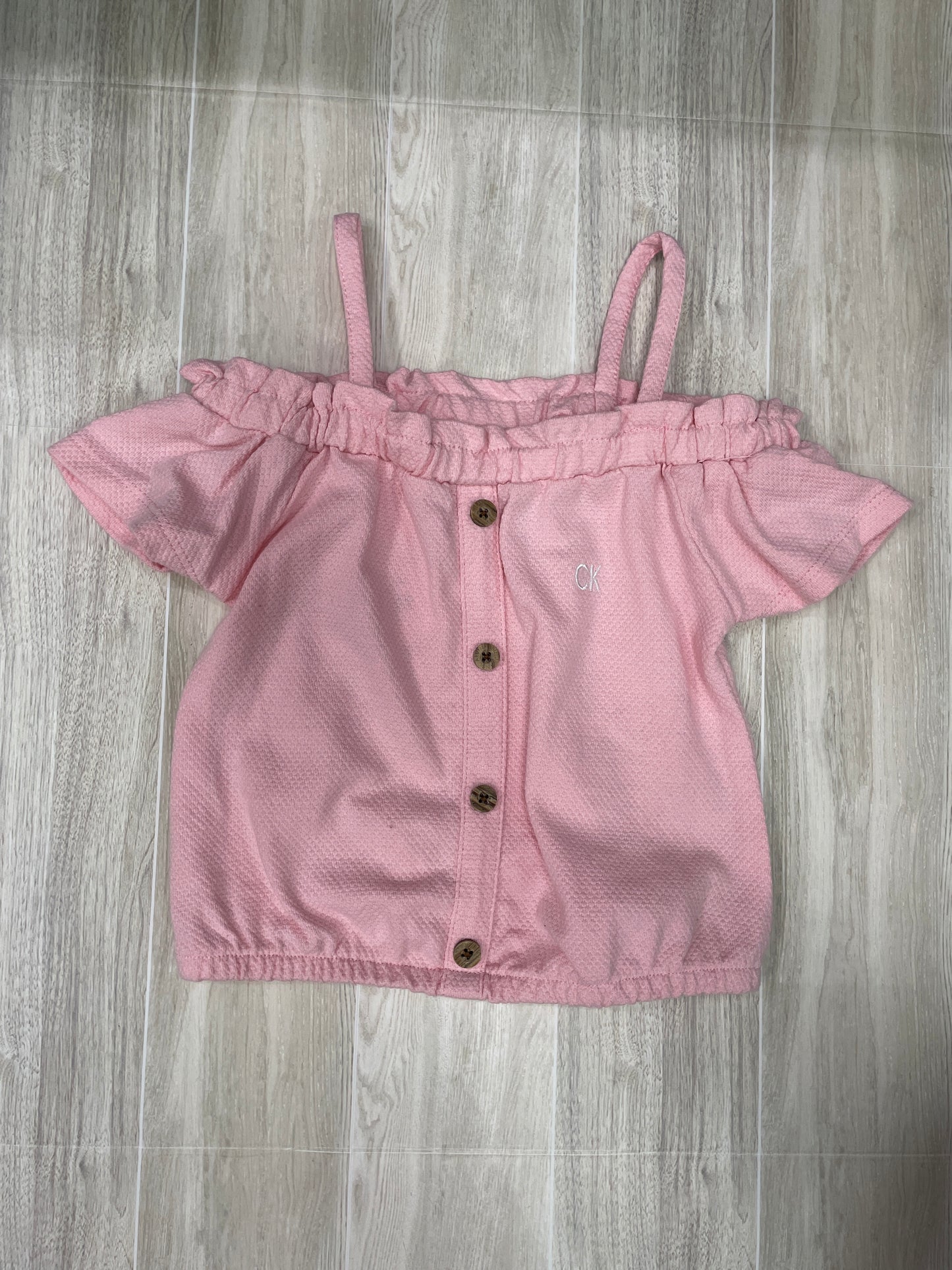 4T Calvin Klein Pink Off Shoulder Crop Shirt