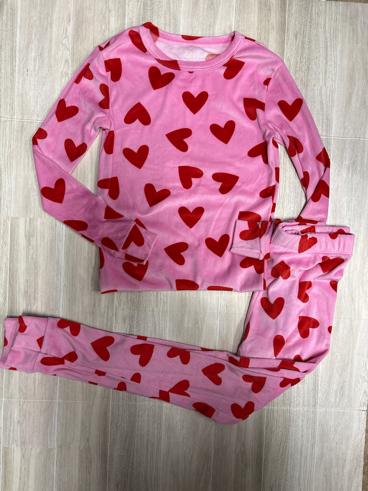 10 Pink/Red Heart 2 Piece Pajama Set