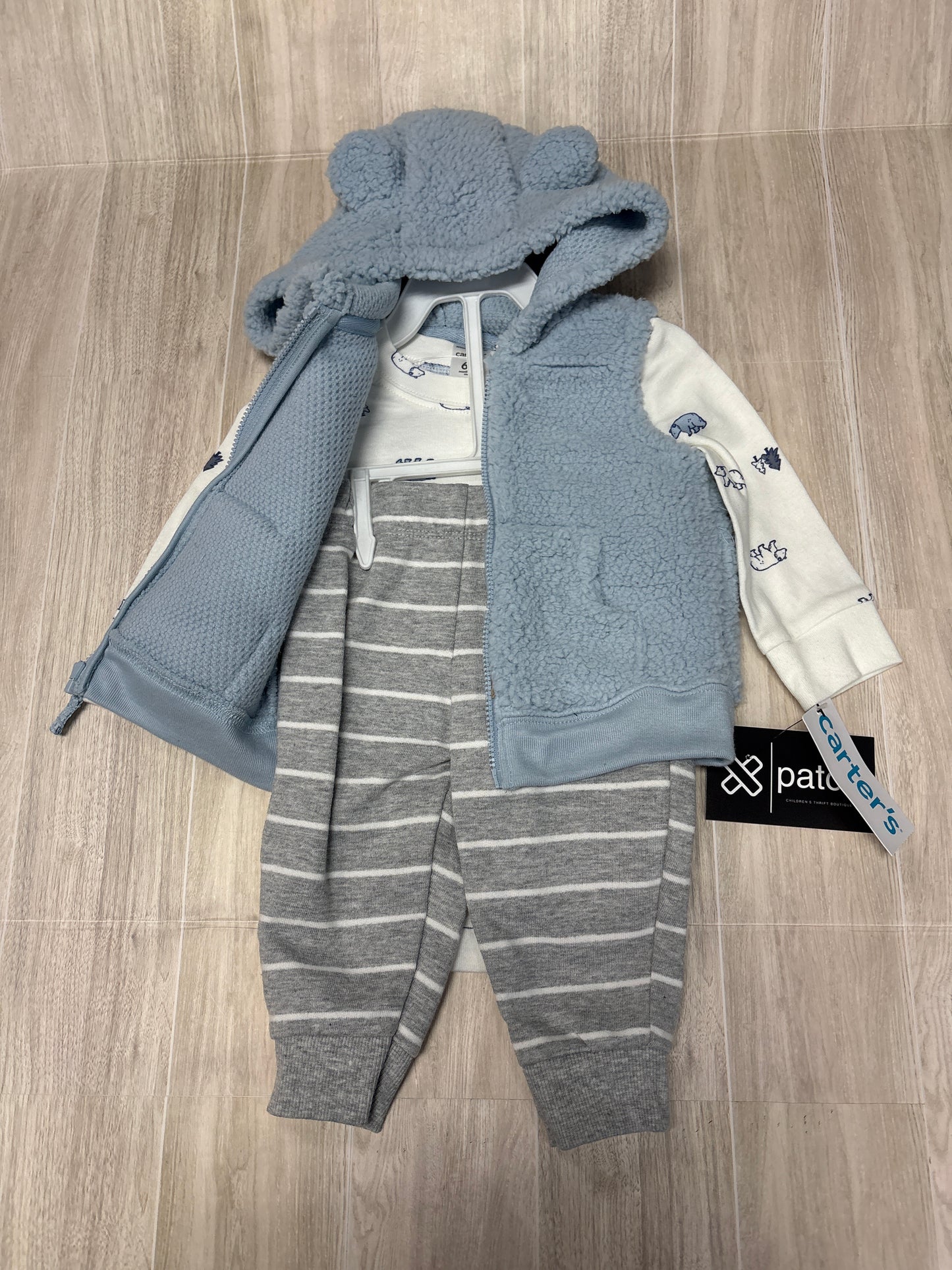 NWT 6m Blue Teddy Vest + Bear Onesie + Pants Set
