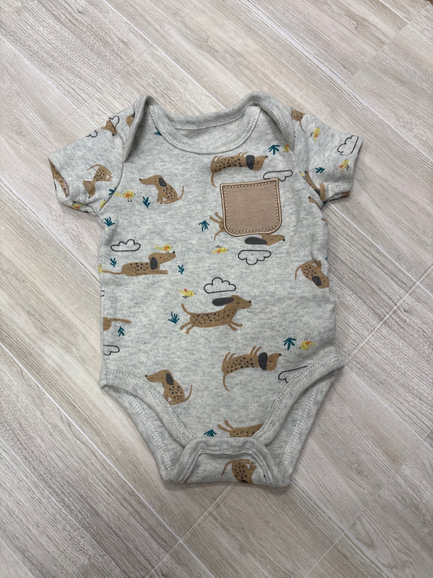 0-3m Dog Pocket Onesie
