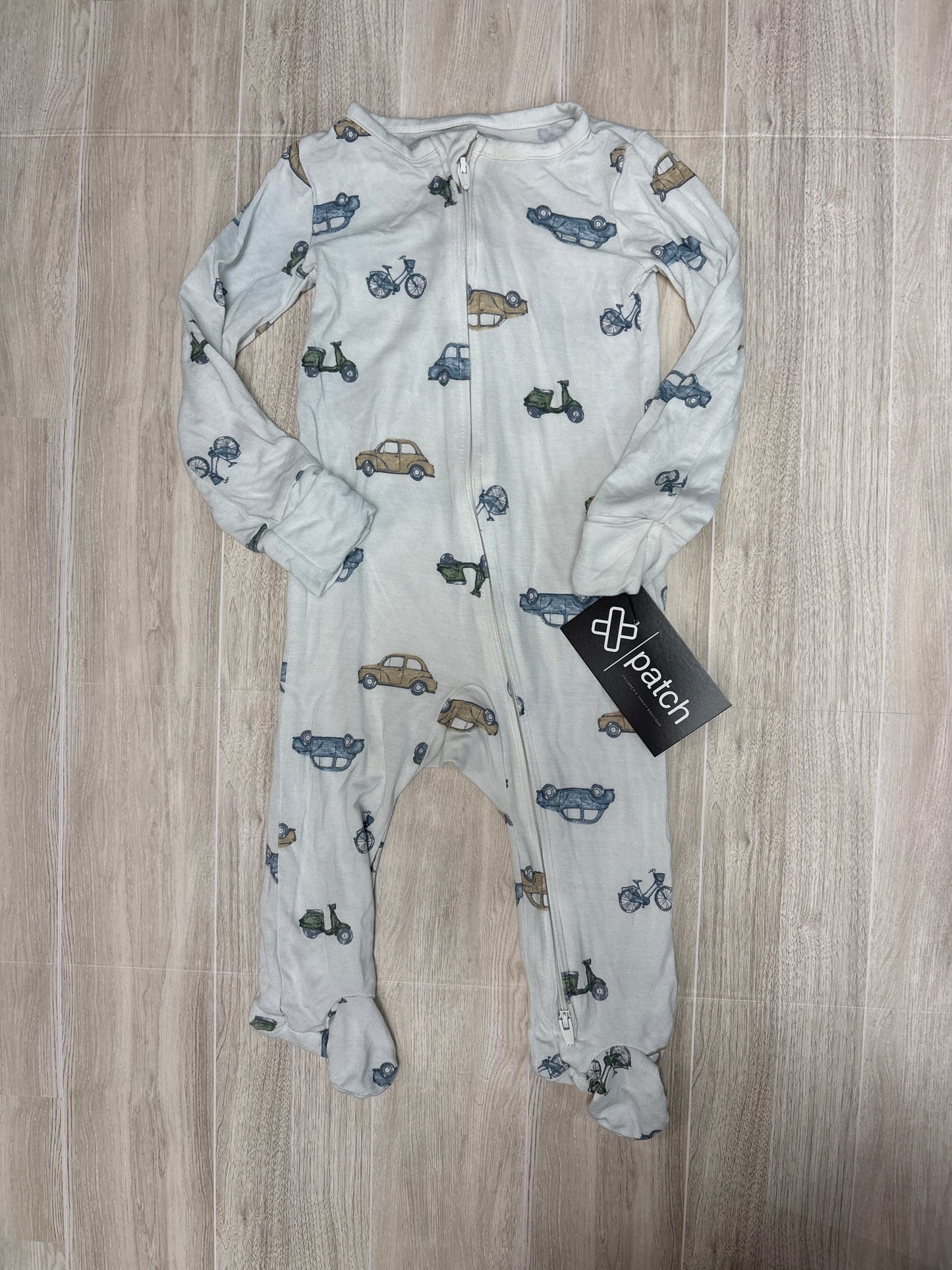 9m White/Neutral Cars Footed Pajama