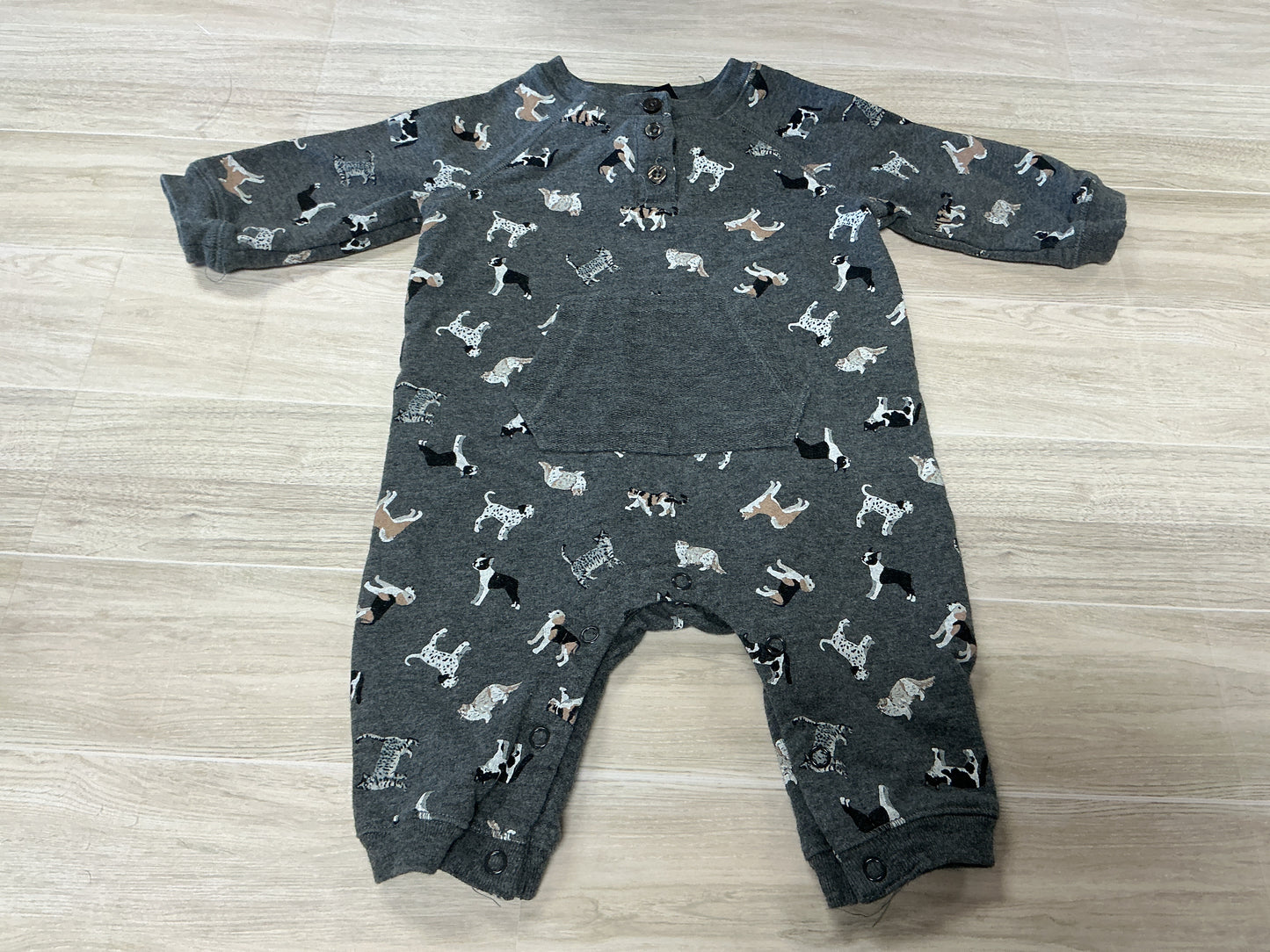 3-6m Cats & Dogs Button Romper
