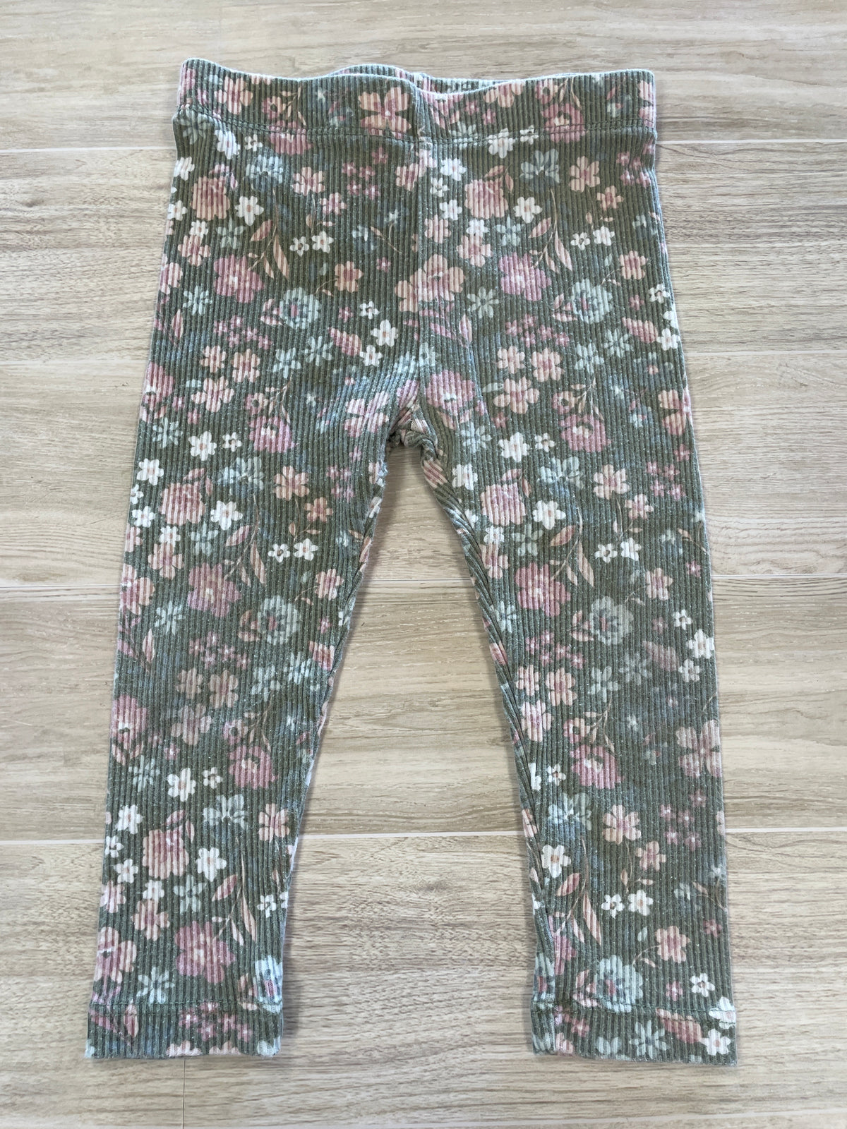12m Green Ribbed Floral Legging
