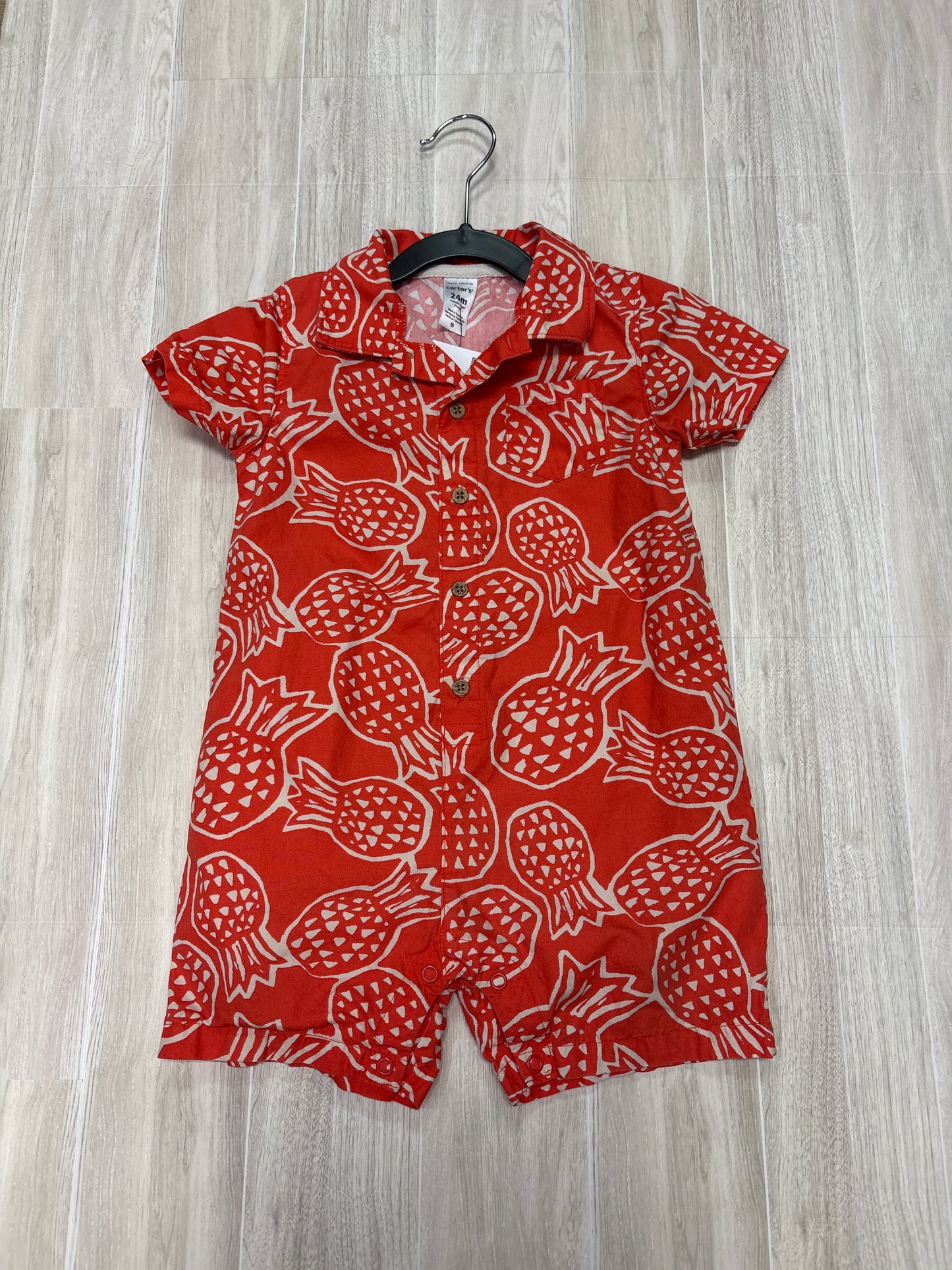 24m Orange Pineapple Button Up Shortie Romper