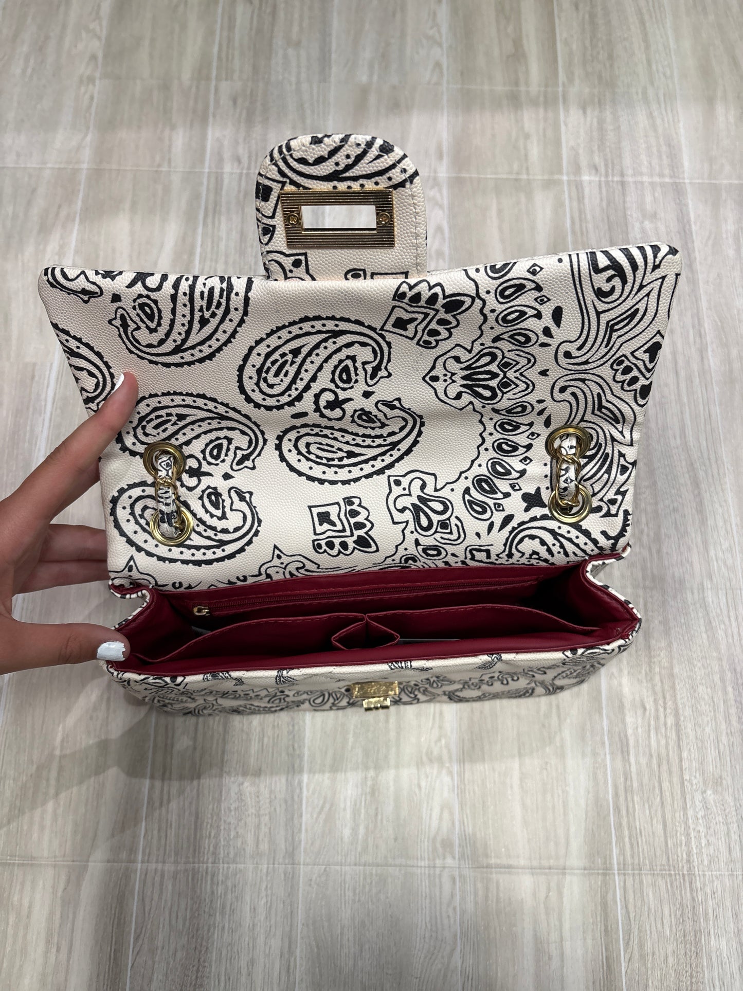 Paisley Crossbody Purse with Gold Chain