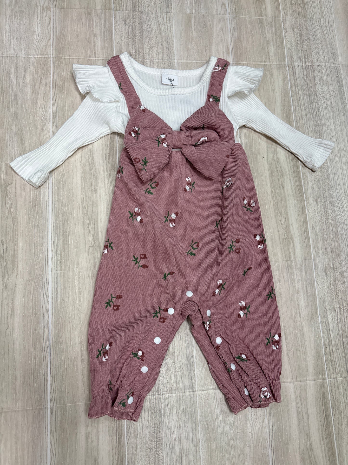 0-3m Long Sleeve Mauve Overall