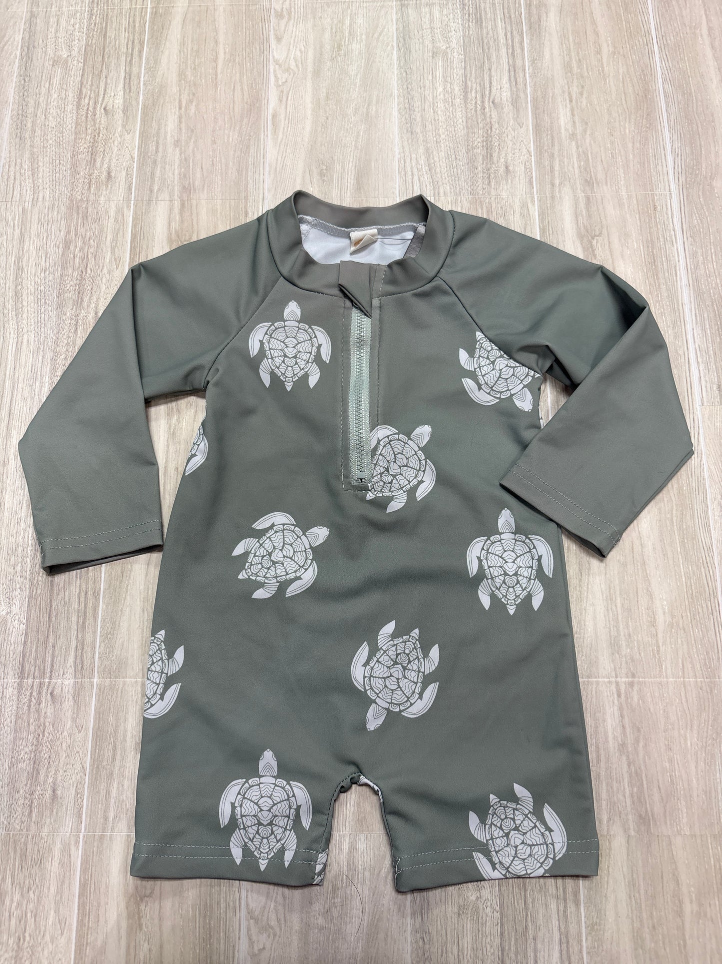 12m Sage Turtle Swim Romper