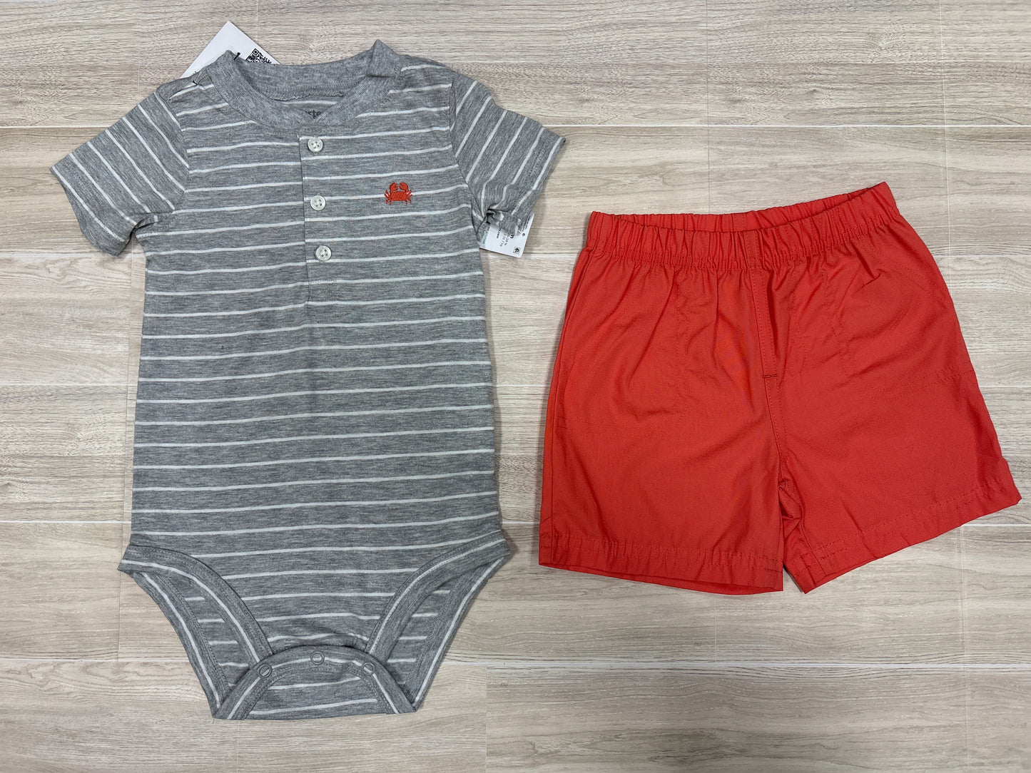 NWT 18m Grey Crab Onesie + Short Set