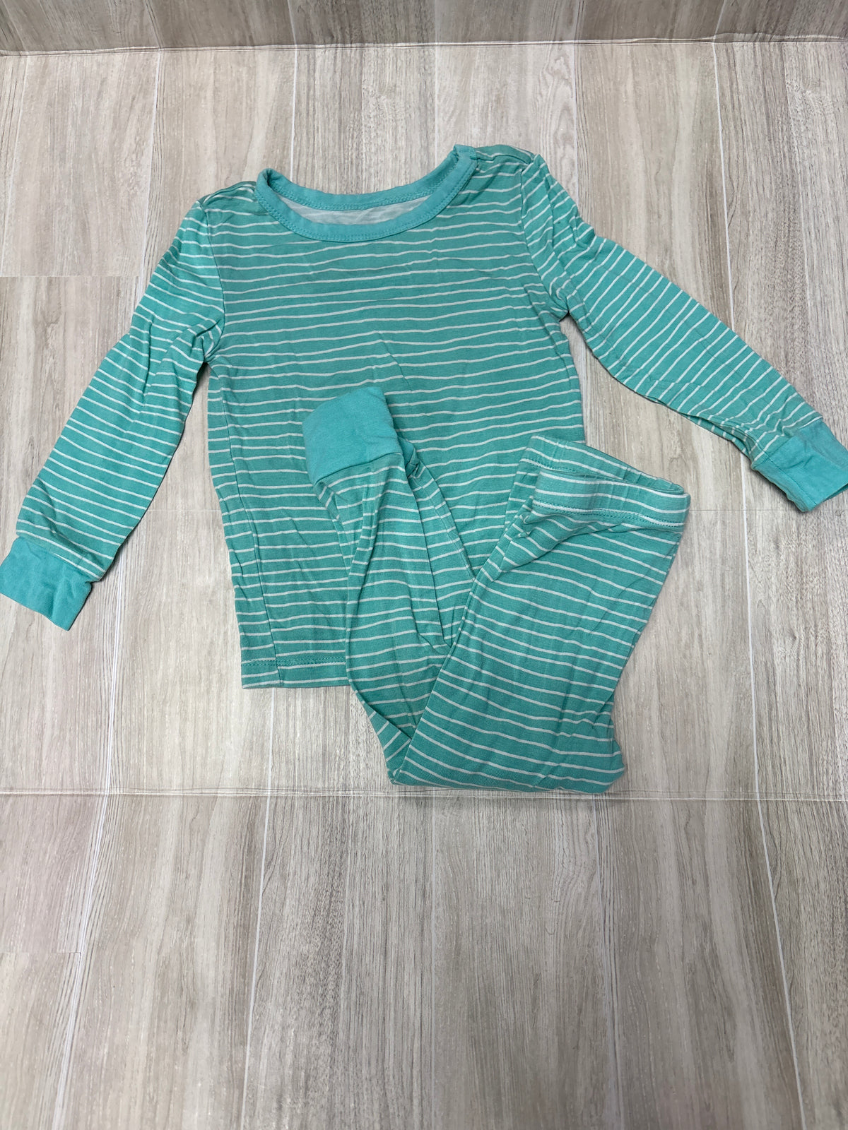 2T Little Me Teal/White Stripe Pajama Set