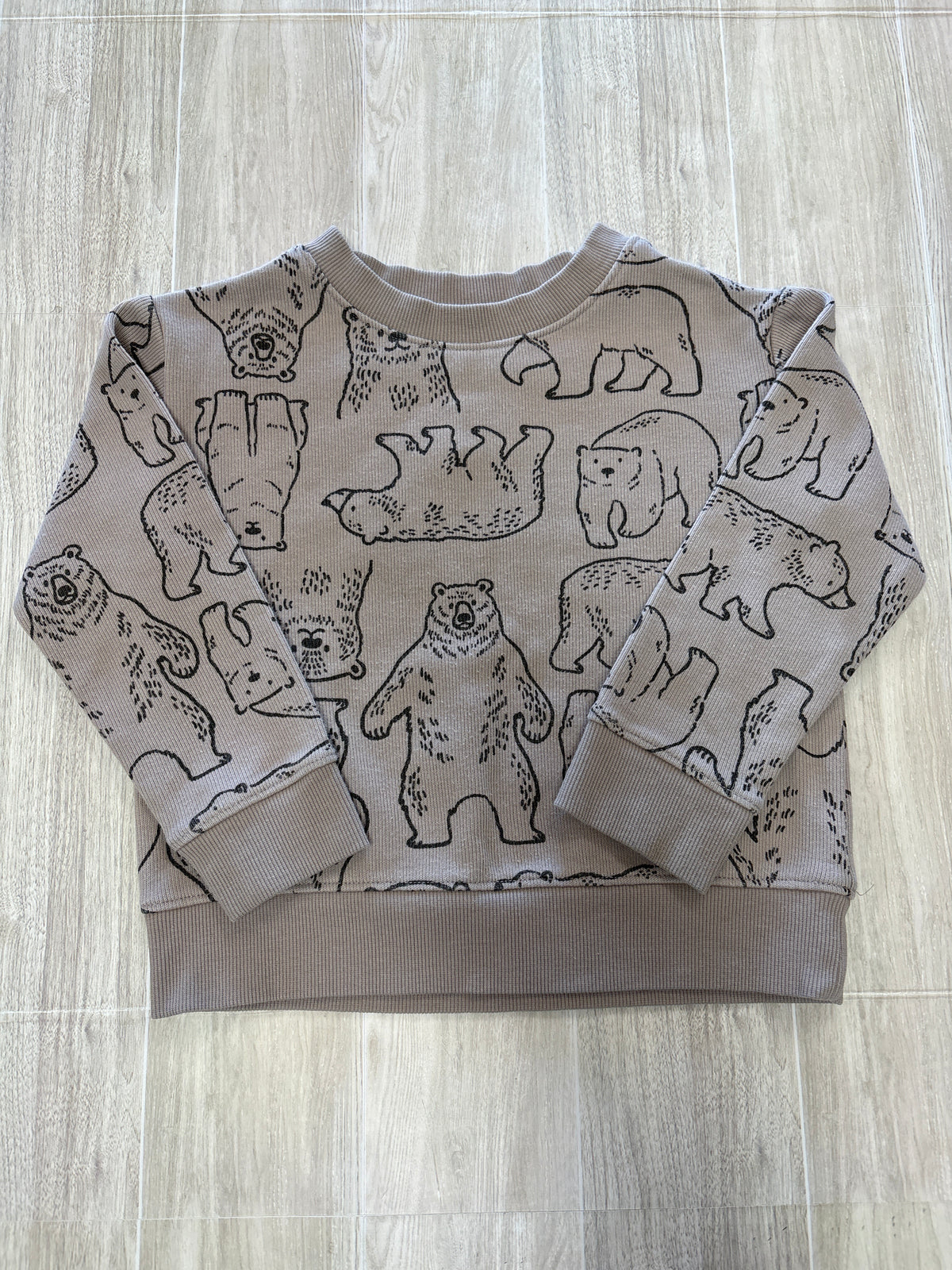 3T Tan Ribbed Bear Crewneck
