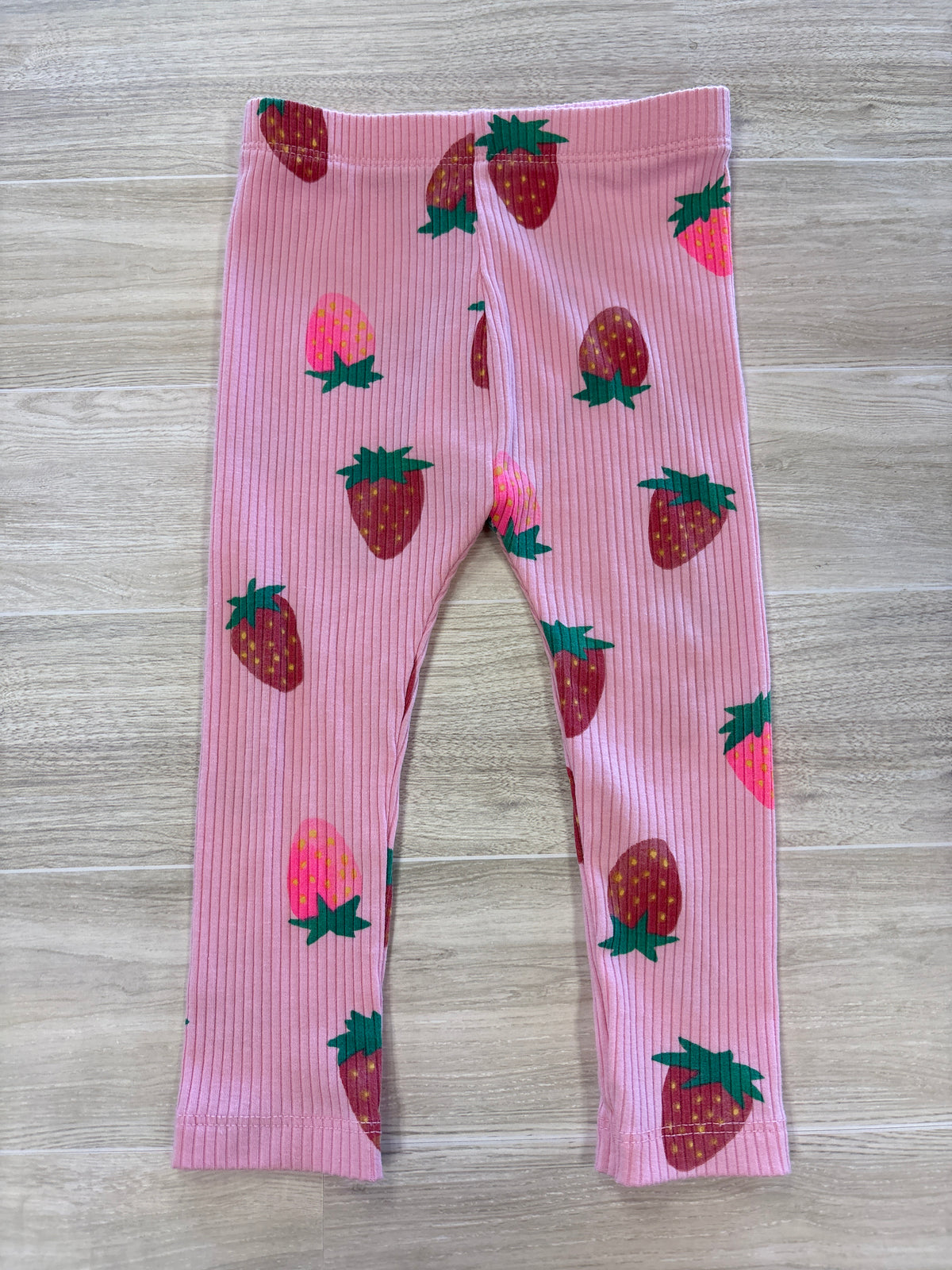 12-18m Pink Ribbed Strawberry Legging