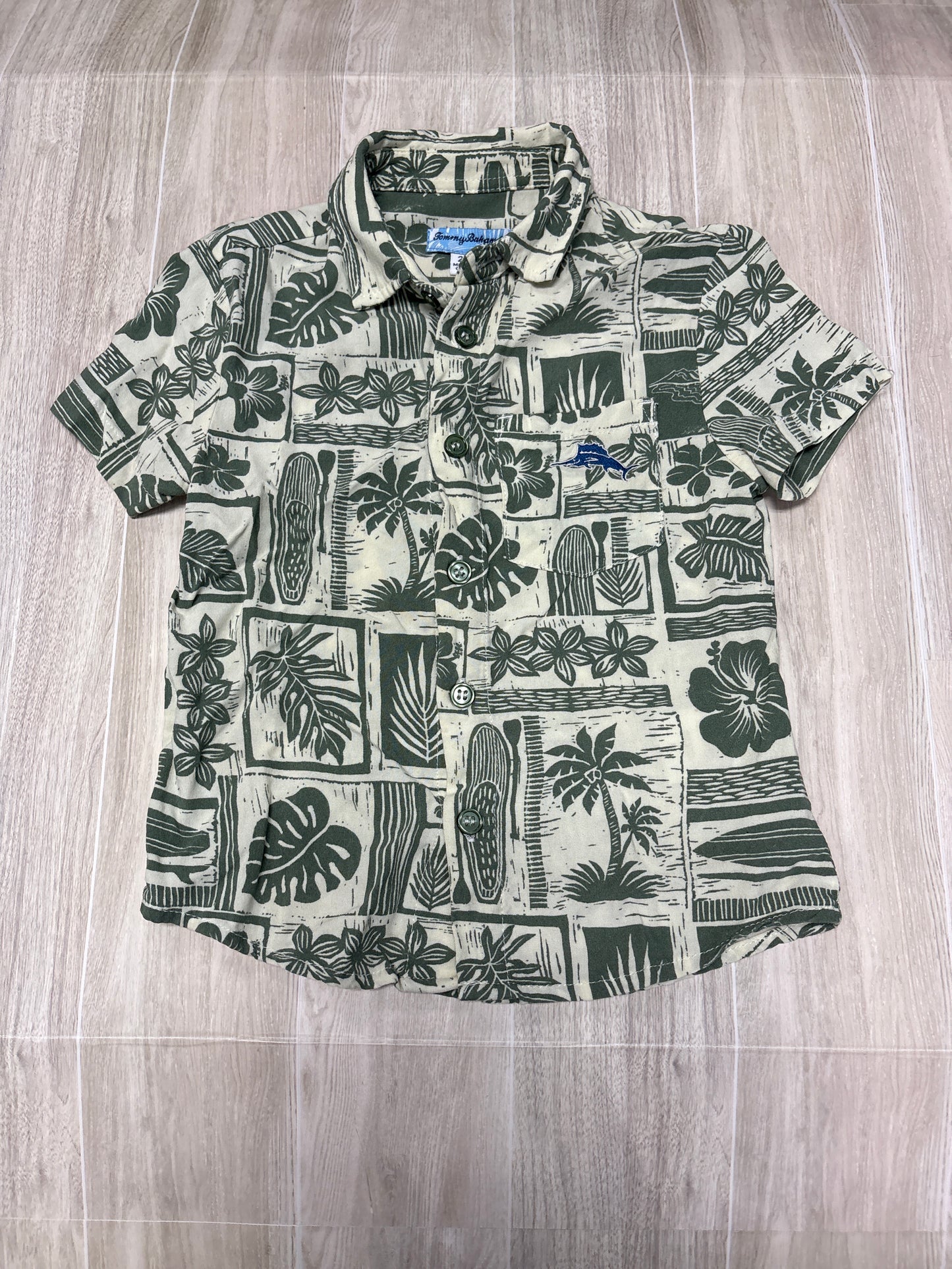 2T Tommy Bahama Green Palm Tree Button Up Shirt