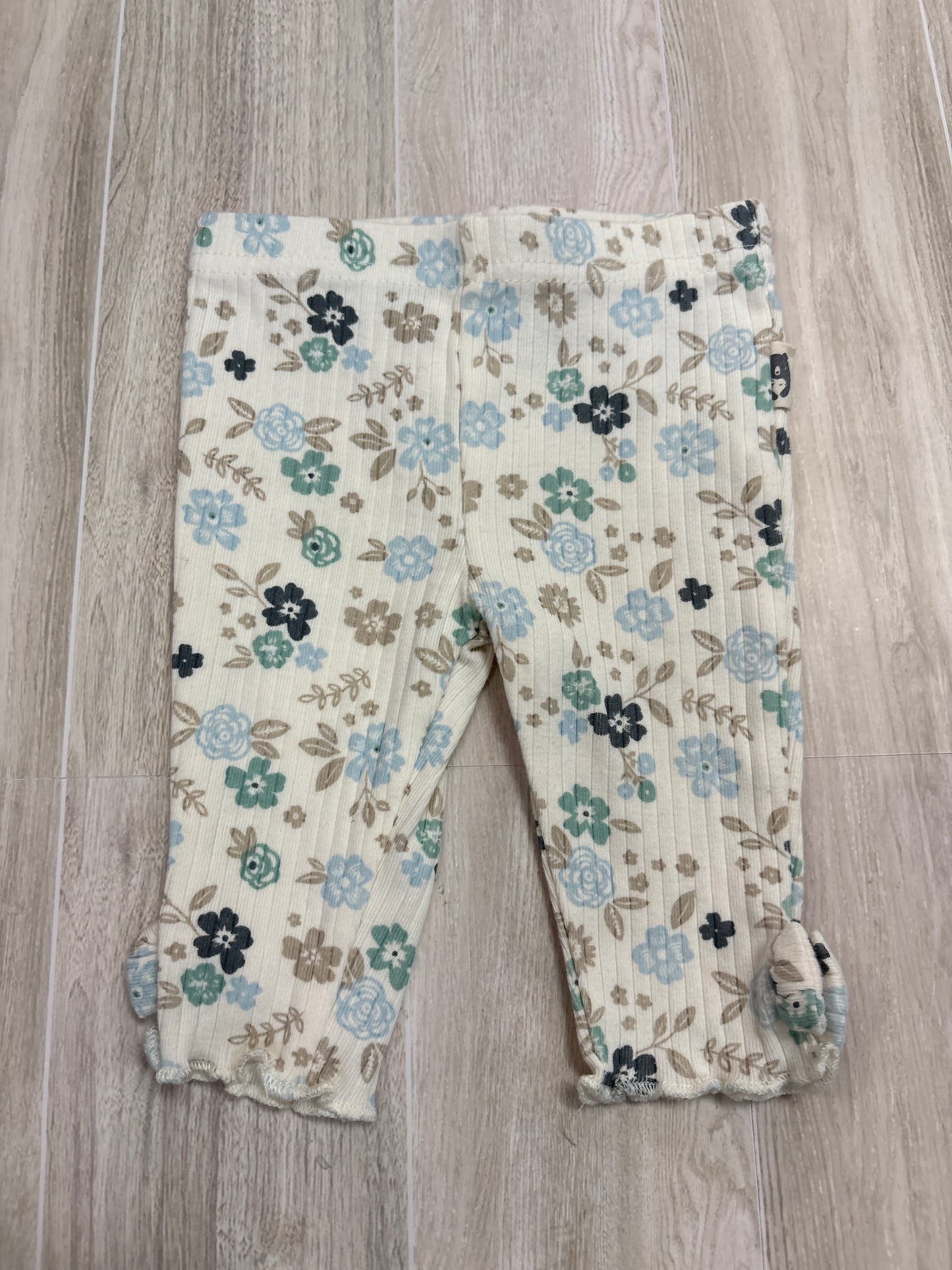 0-3m Cream Floral Bow Legging