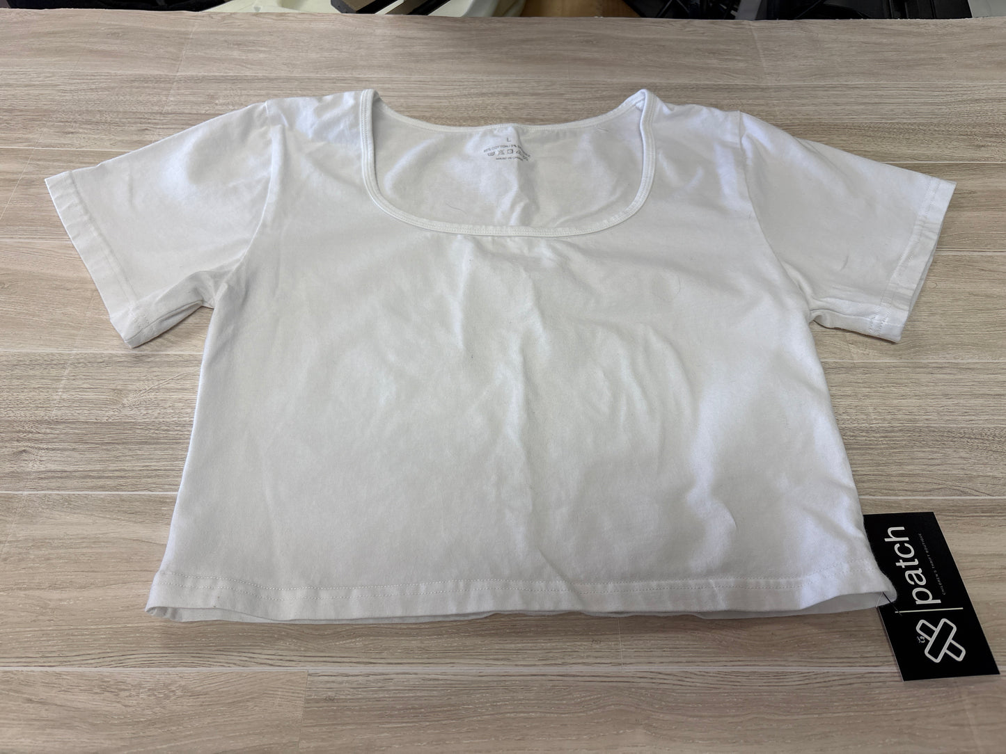 Womens Large Basic Crop Shirt - White