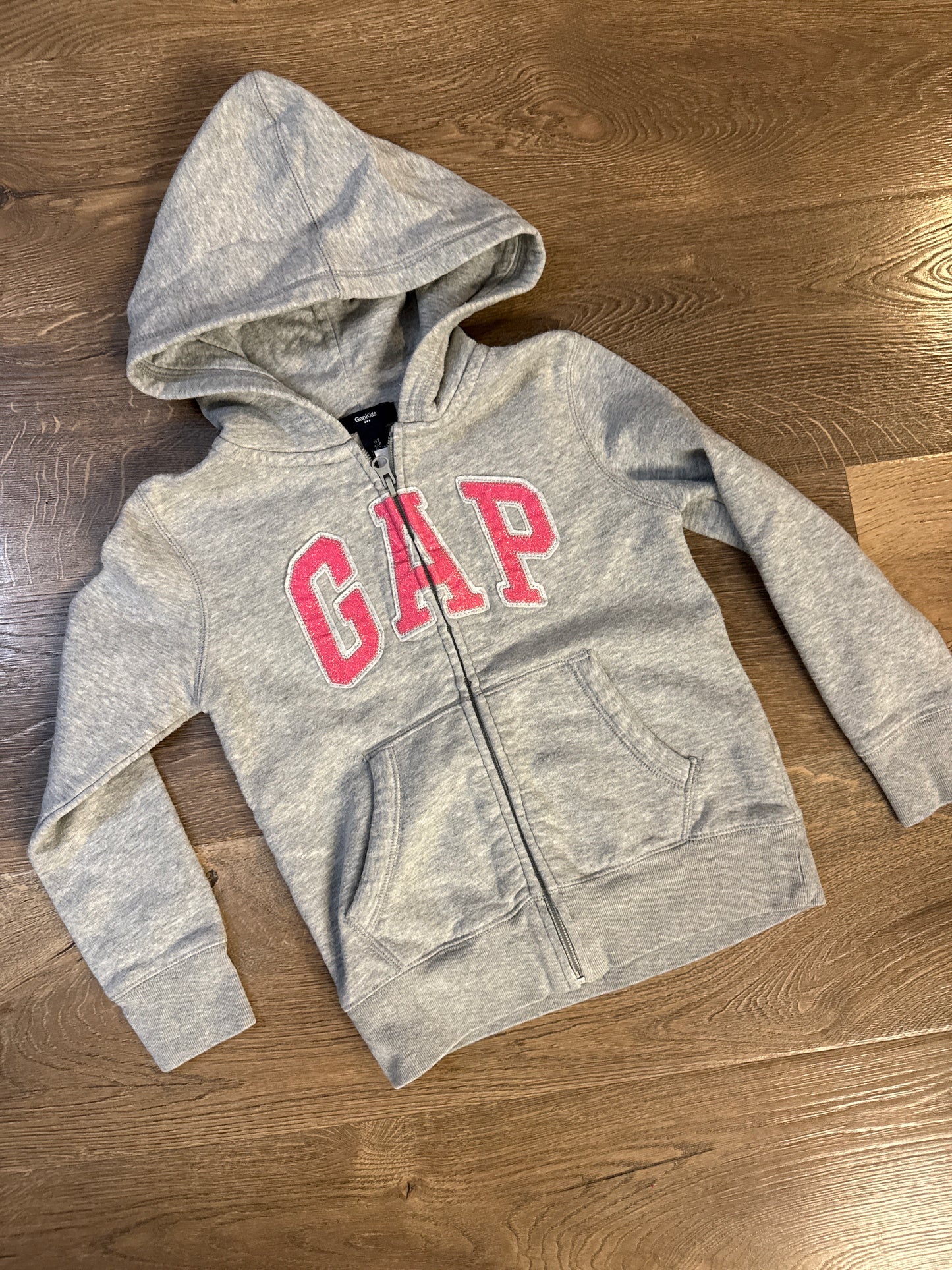 6 GAP Light Grey/ Pink Zip Up Hoodie