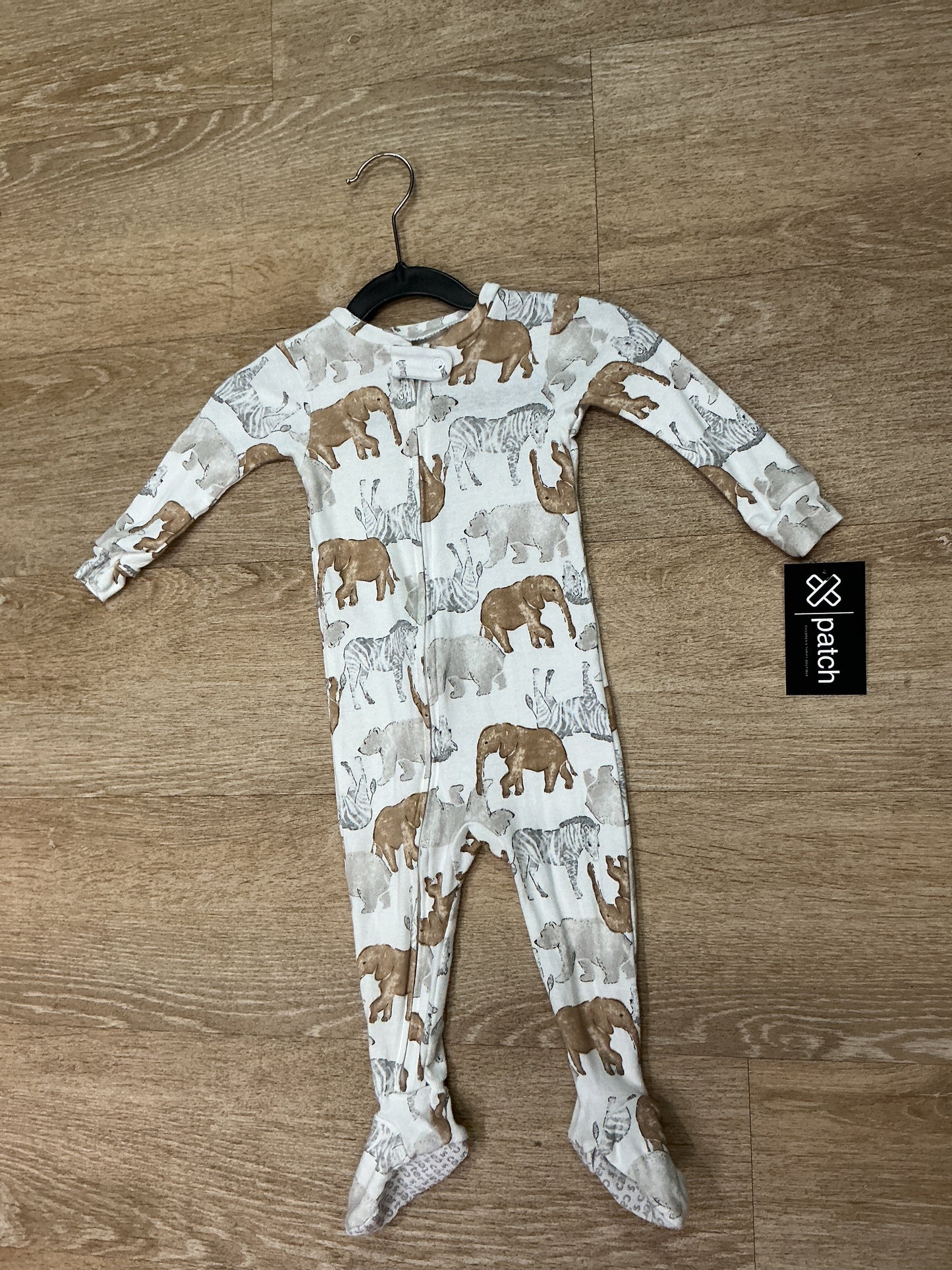 12m Neutral Safari Zip Up Footed Pajama
