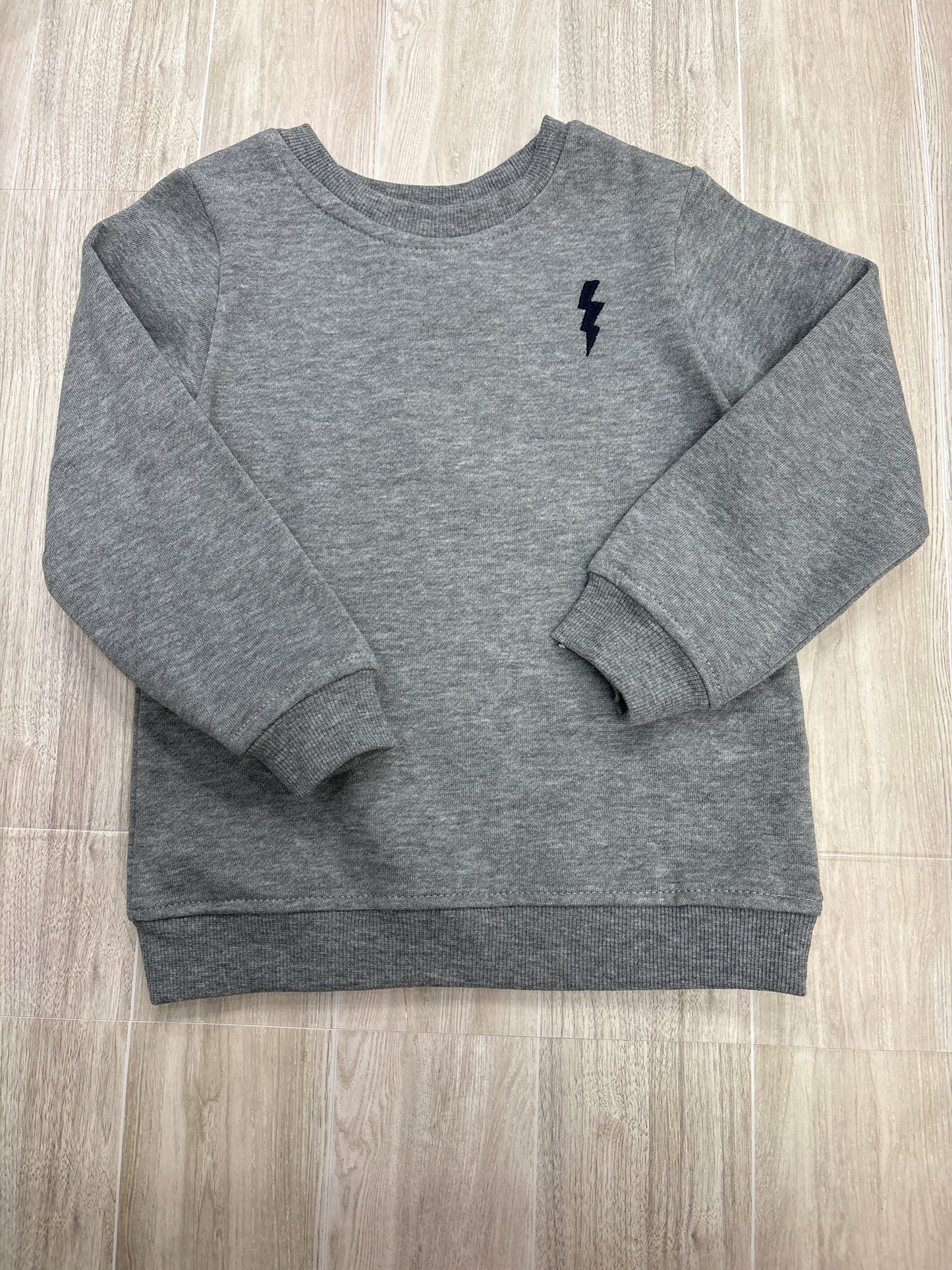 3T Grey Aspen Lightening Bolt Crewneck