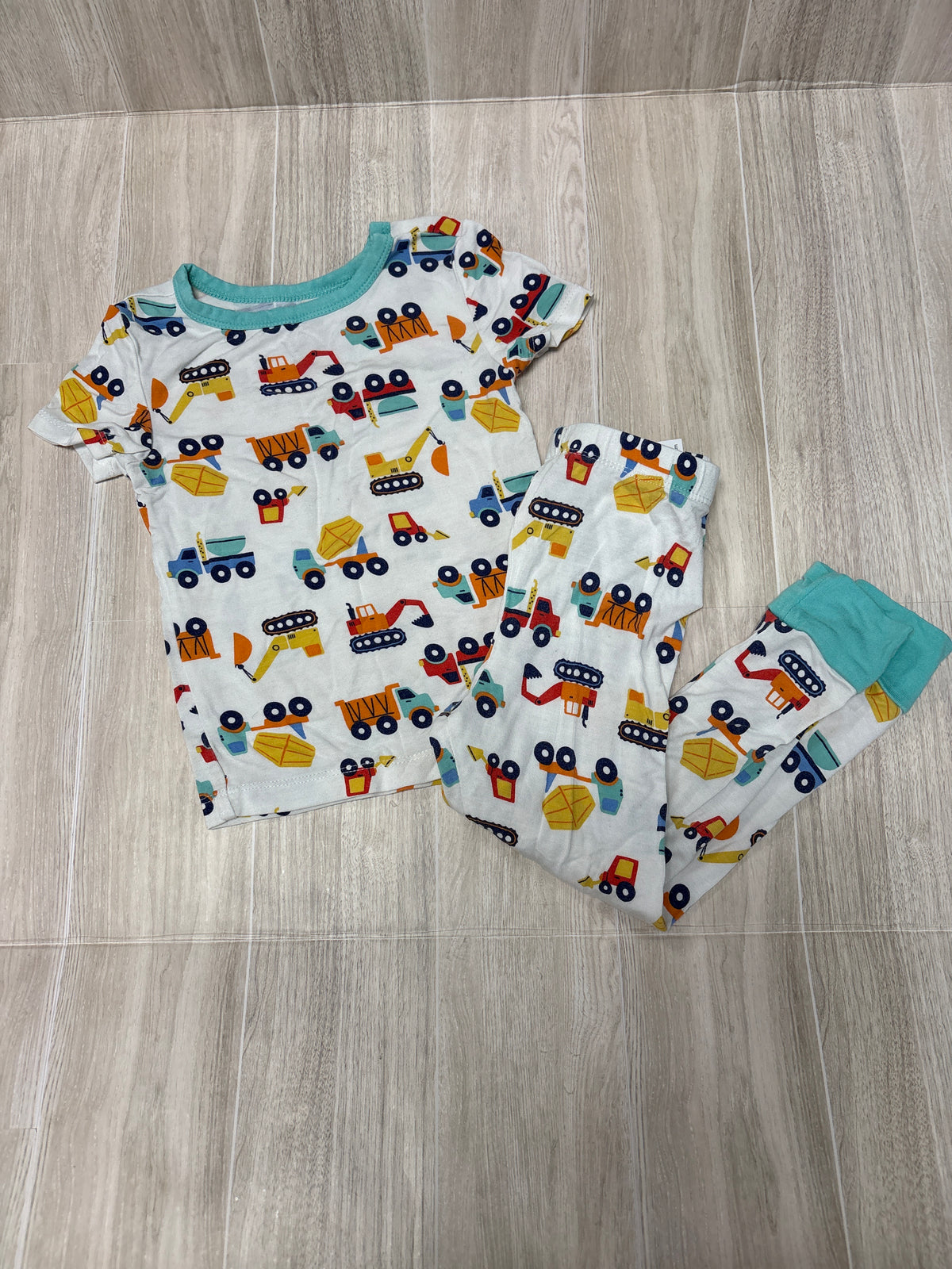 2T Little Me White Construction Pajama Set